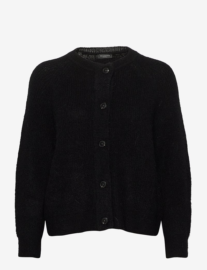 Selected - SLFLULU LS KNITHORT CARDIGAN - cardigans - black - 1