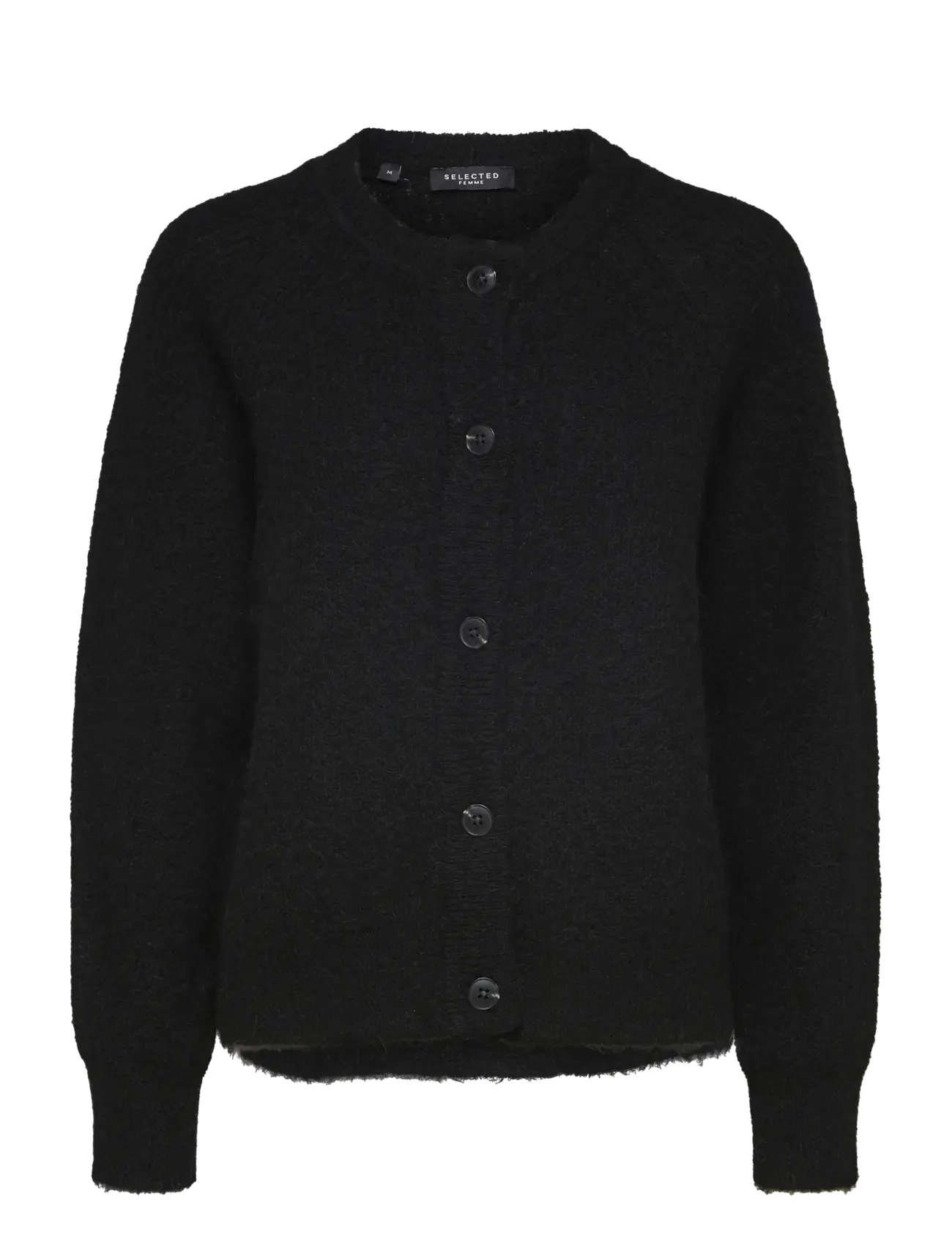 Selected SLWLULU LS KNIT SHORT CARDIGAN NOOS - Cardigans - BLACK / black