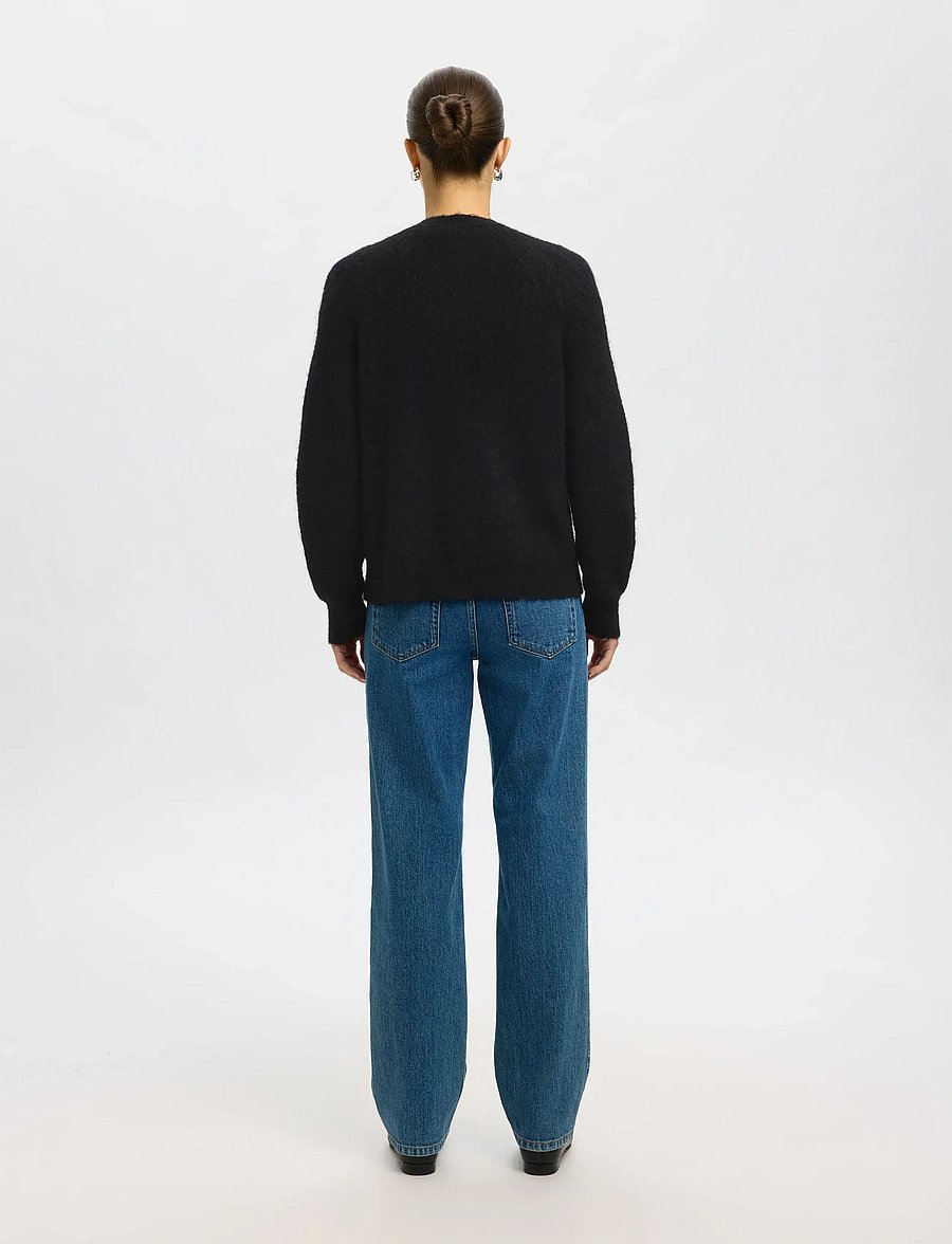 Selected - SLWLULU LS KNIT SHORT CARDIGAN NOOS - strickjacken - black - 3