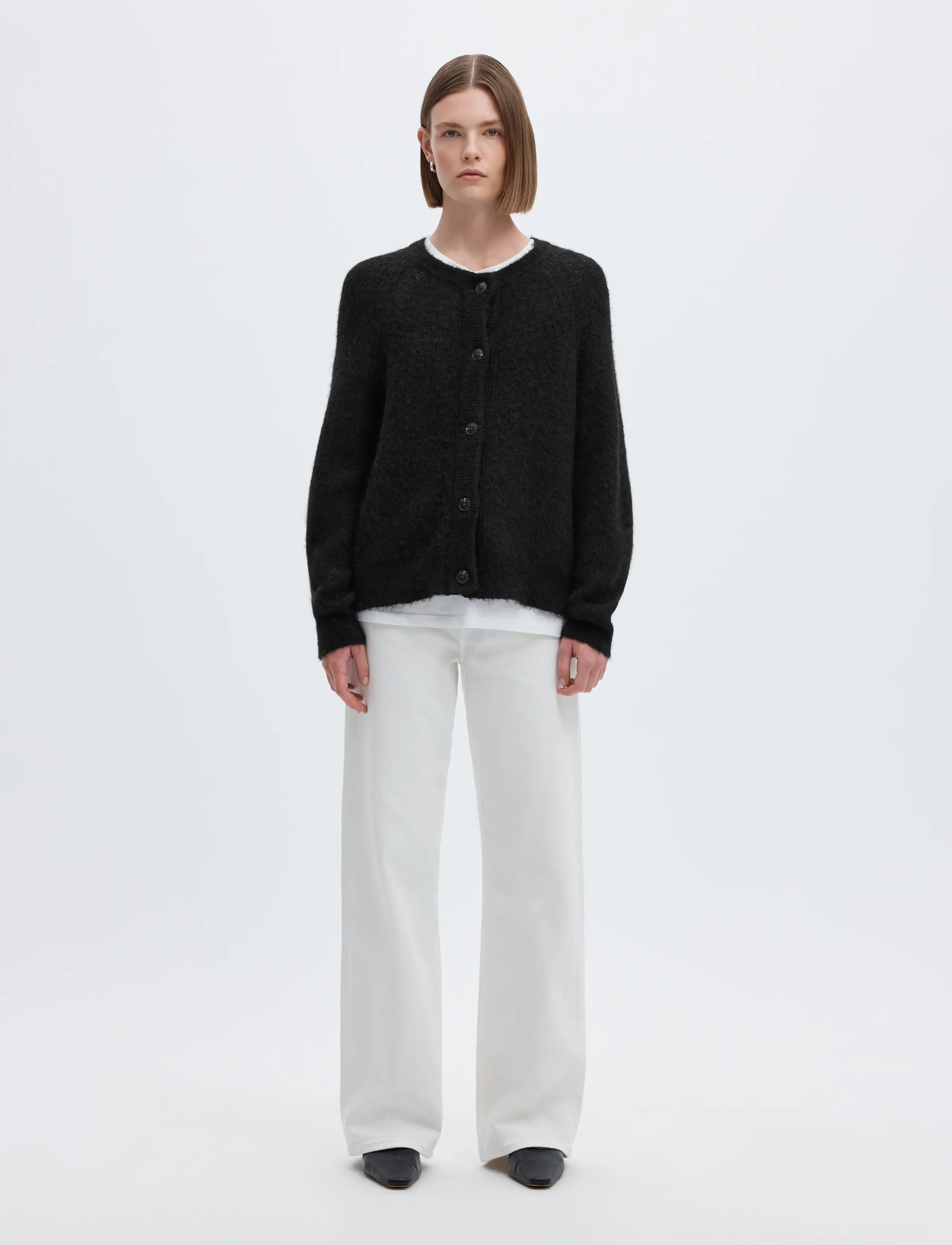 Selected - SLWLULU LS KNIT SHORT CARDIGAN NOOS - strickjacken - black - 4