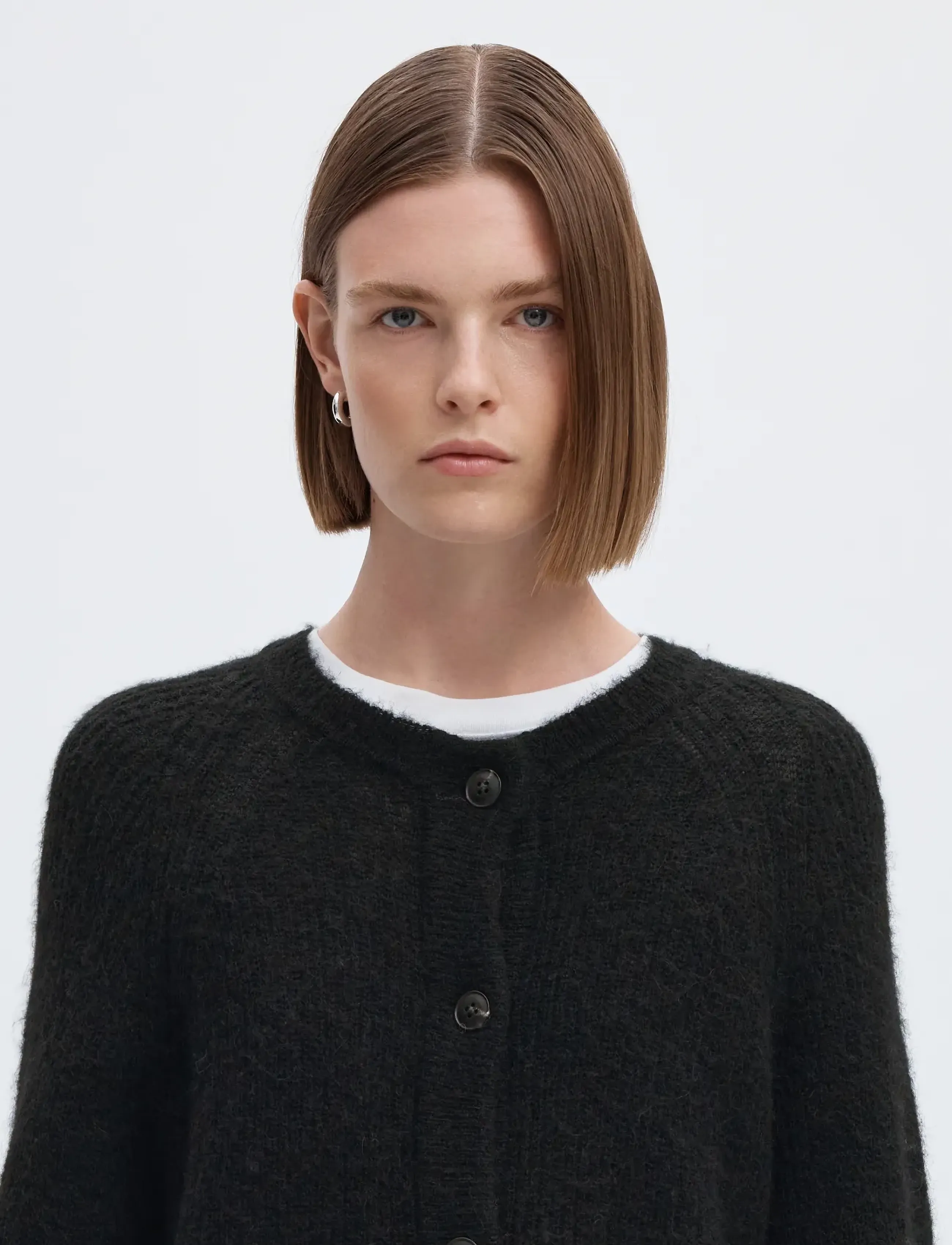 Selected - SLWLULU LS KNIT SHORT CARDIGAN NOOS - strickjacken - black - 5