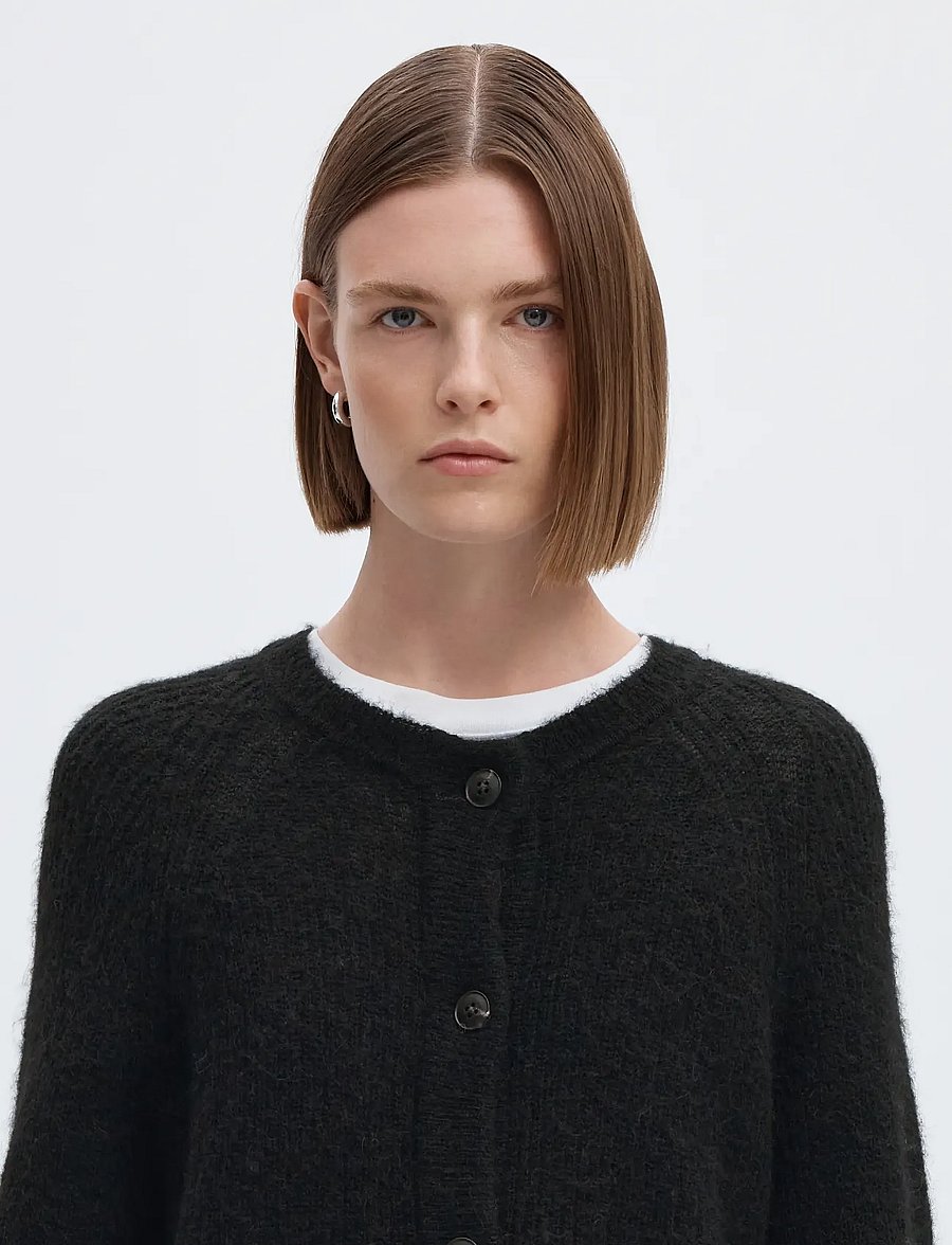 Selected - SLWLULU LS KNIT SHORT CARDIGAN NOOS - strickjacken - black - 5