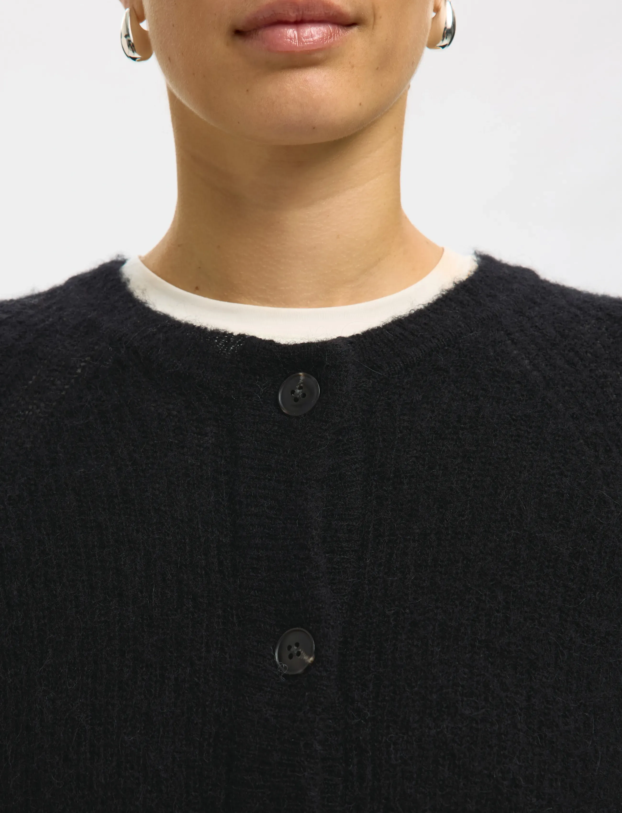 Selected - SLFLULU LS KNIT SHORT CARDIGAN B NOOS - cardigans - black - 5
