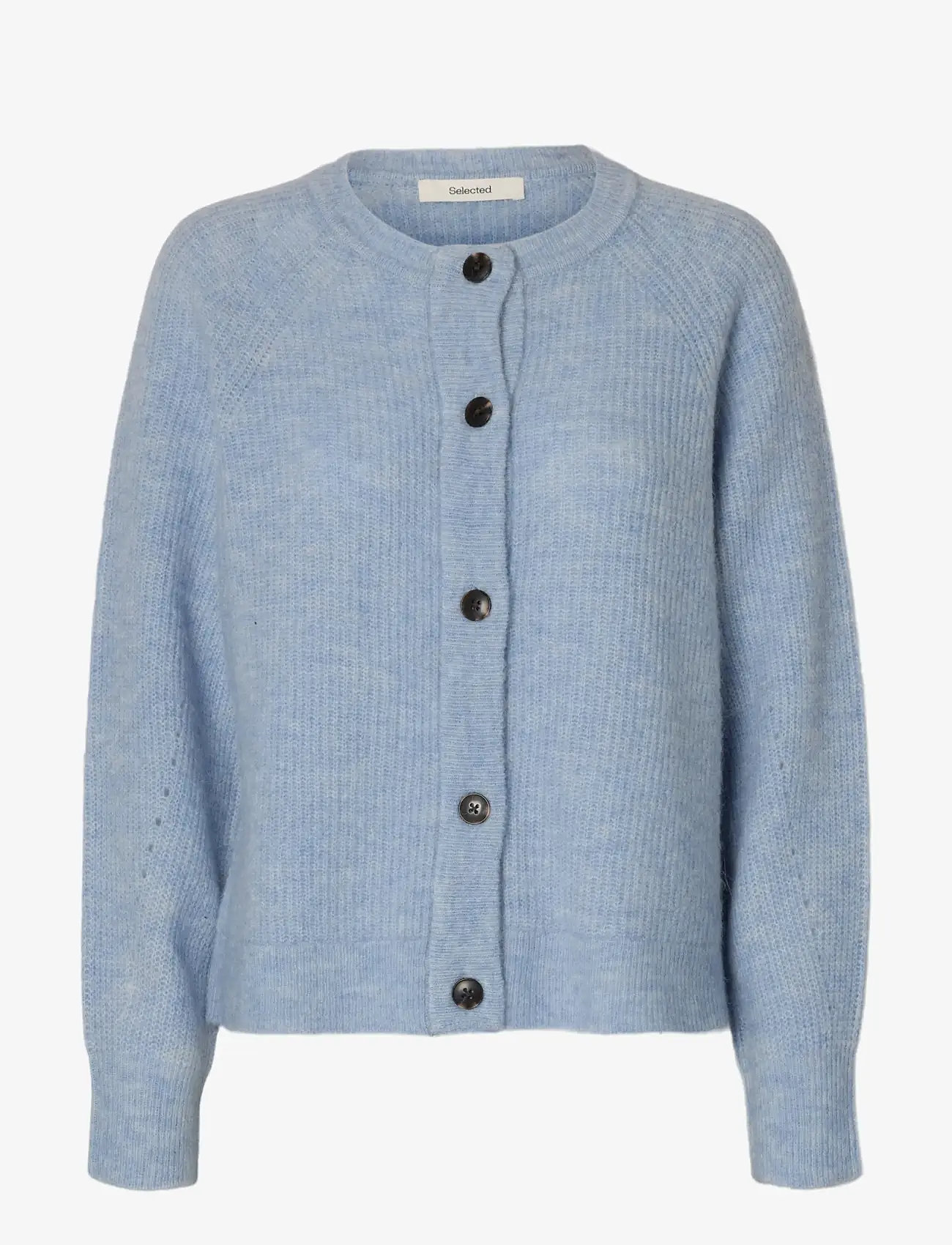 Selected - SLWLULU LS KNIT SHORT CARDIGAN NOOS - cardigans - cashmere blue - 1