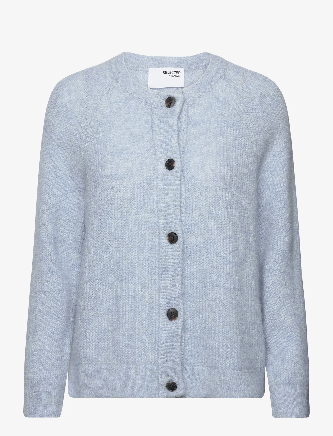 Selected Femme - SLFLULU LS KNIT SHORT CARDIGAN B NOOS - swetry rozpinane - cashmere blue - 0