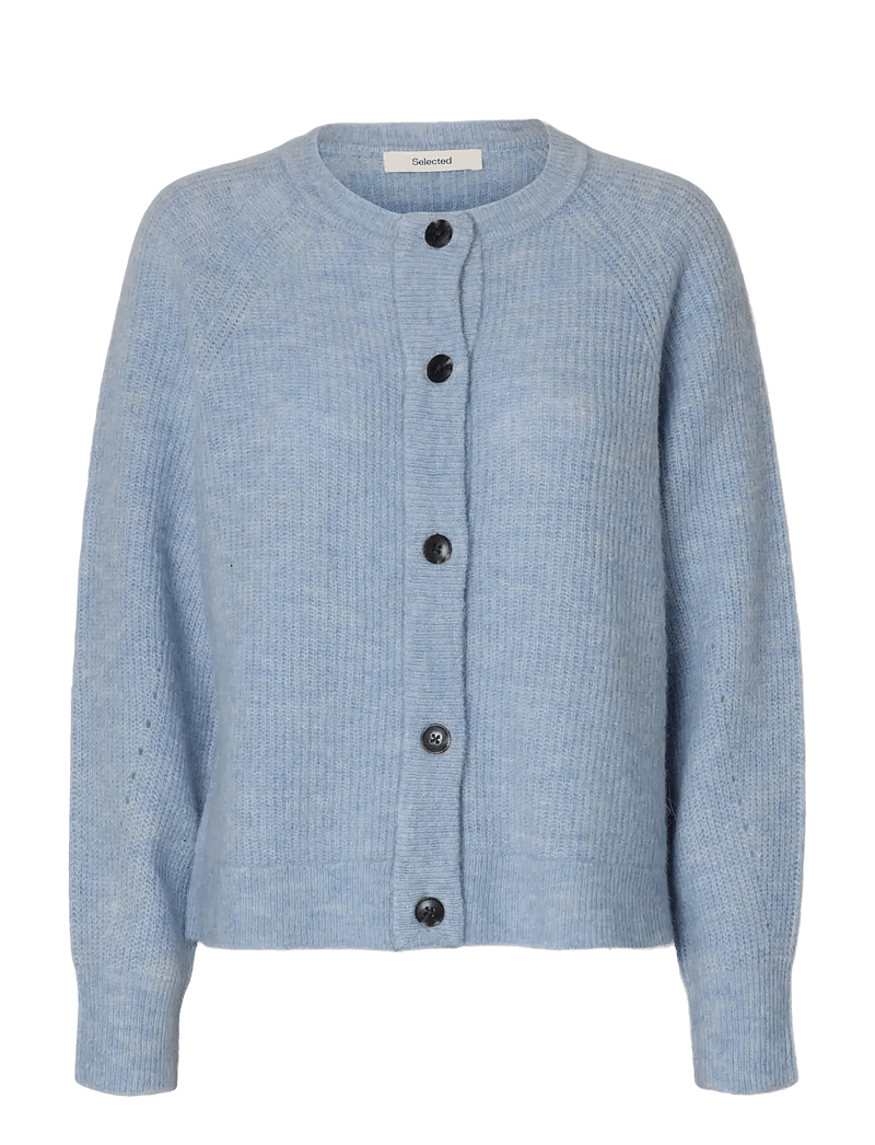 Selected - SLWLULU LS KNIT SHORT CARDIGAN NOOS - cardigans - cashmere blue - 1