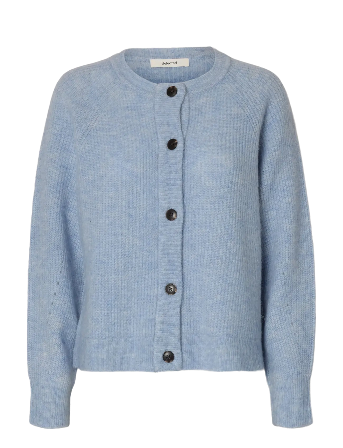 Selected SLWLULU LS KNIT SHORT CARDIGAN NOOS - Cardigans - CASHMERE BLUE / blue