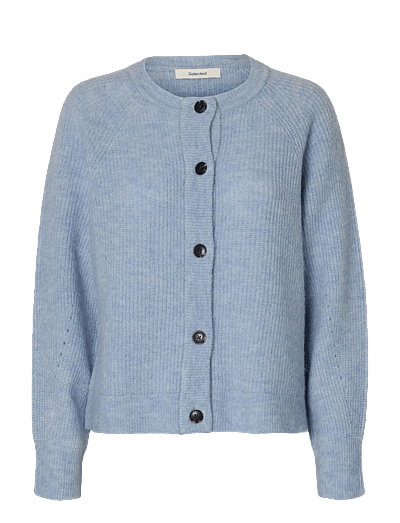 Selected SLFLULU LS KNIT SHORT CARDIGAN B NOOS - Prjónafatnaður - CASHMERE BLUE / blue