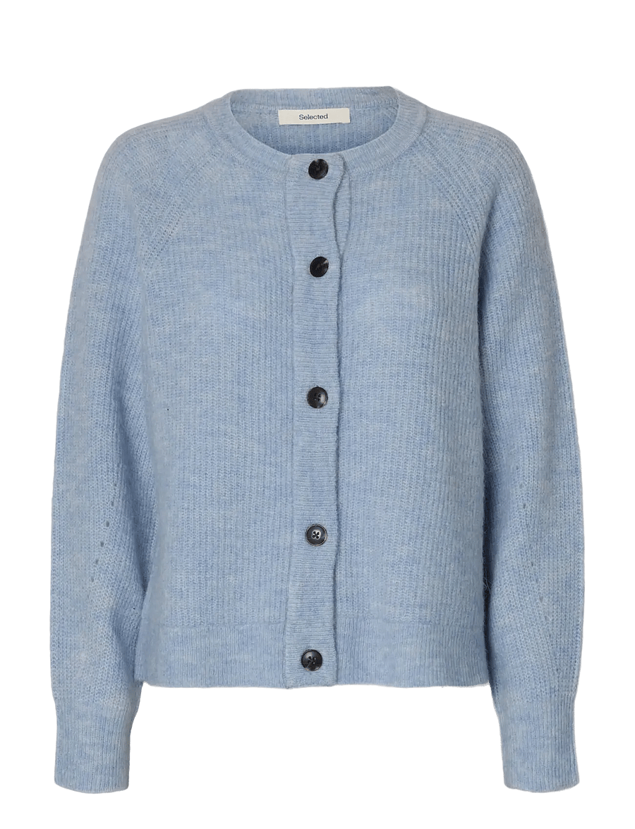 Selected - SLWLULU LS KNIT SHORT CARDIGAN NOOS - strickjacken - cashmere blue - 1