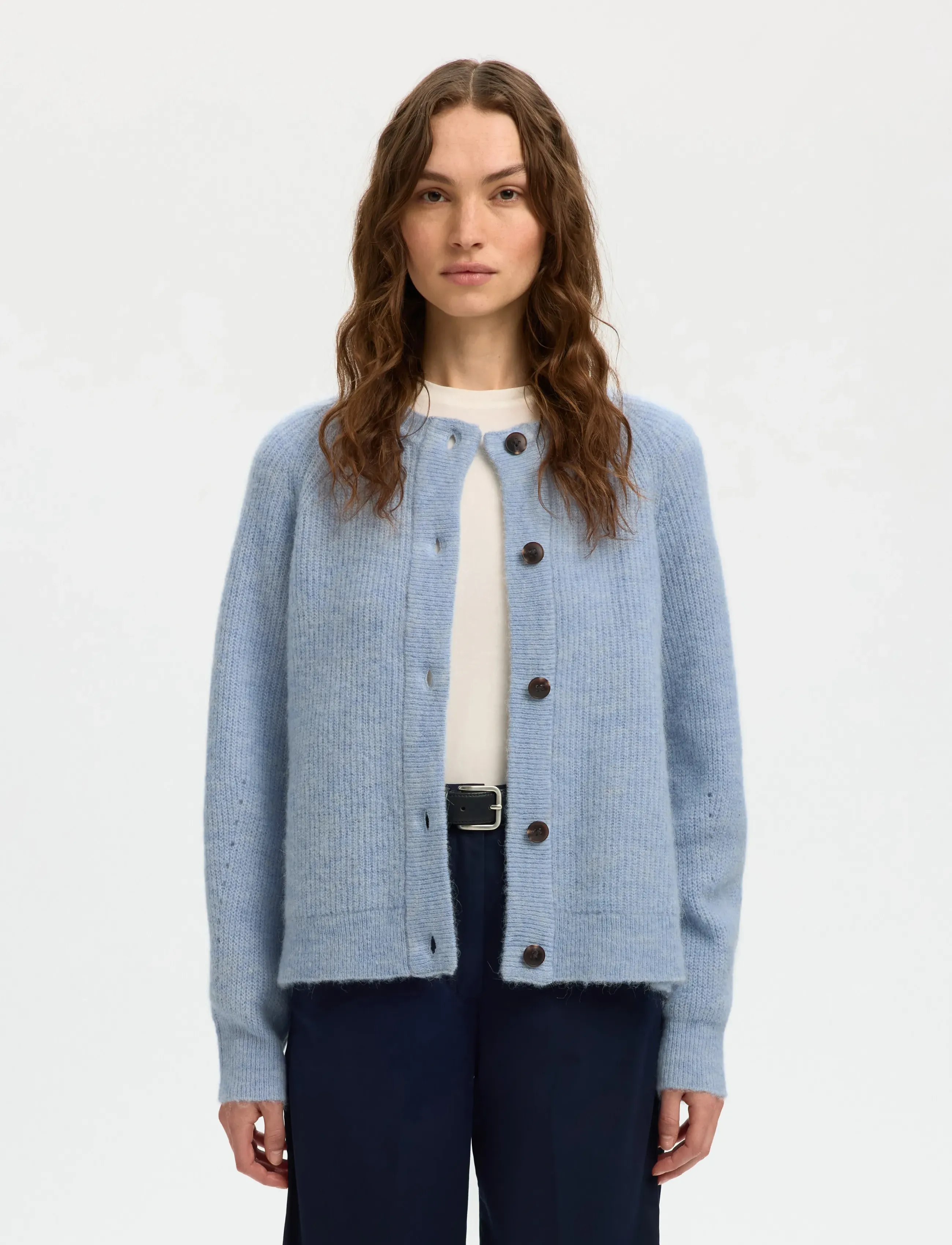 Selected Slwlulu Ls Knit Short Cardigan Noos, XL, Knitwear, Blau - Cardigans, Frauen