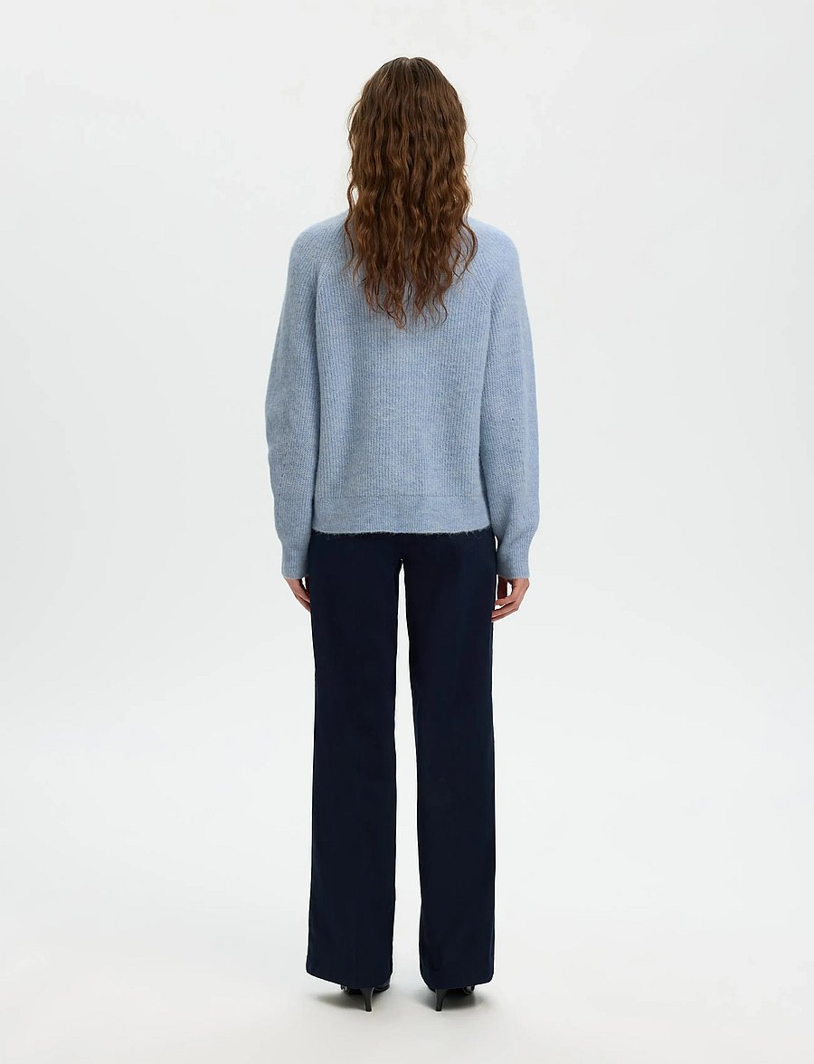Selected - SLWLULU LS KNIT SHORT CARDIGAN NOOS - strickjacken - cashmere blue - 2