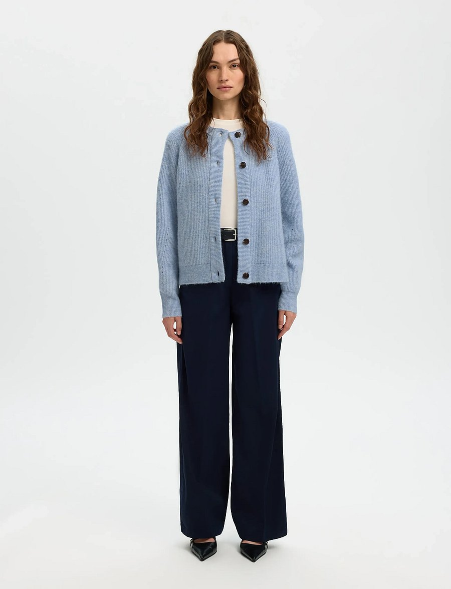 Selected - SLWLULU LS KNIT SHORT CARDIGAN NOOS - strickjacken - cashmere blue - 3