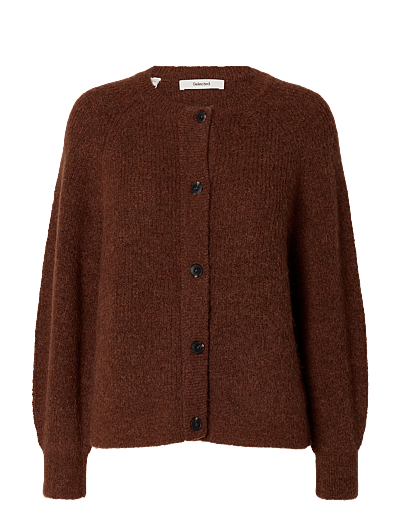 Selected SLFLULU LS KNIT SHORT CARDIGAN B NOOS - Prjónafatnaður - CHERRY MAHOGANY / burgundy