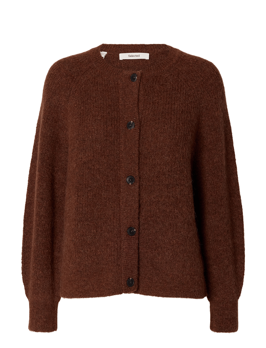 Selected - SLWLULU LS KNIT SHORT CARDIGAN NOOS - strickjacken - cherry mahogany - 0