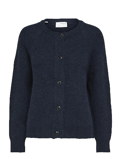 Selected SLFLULU LS KNIT SHORT CARDIGAN B NOOS - Prjónafatnaður - DARK SAPPHIRE / navy