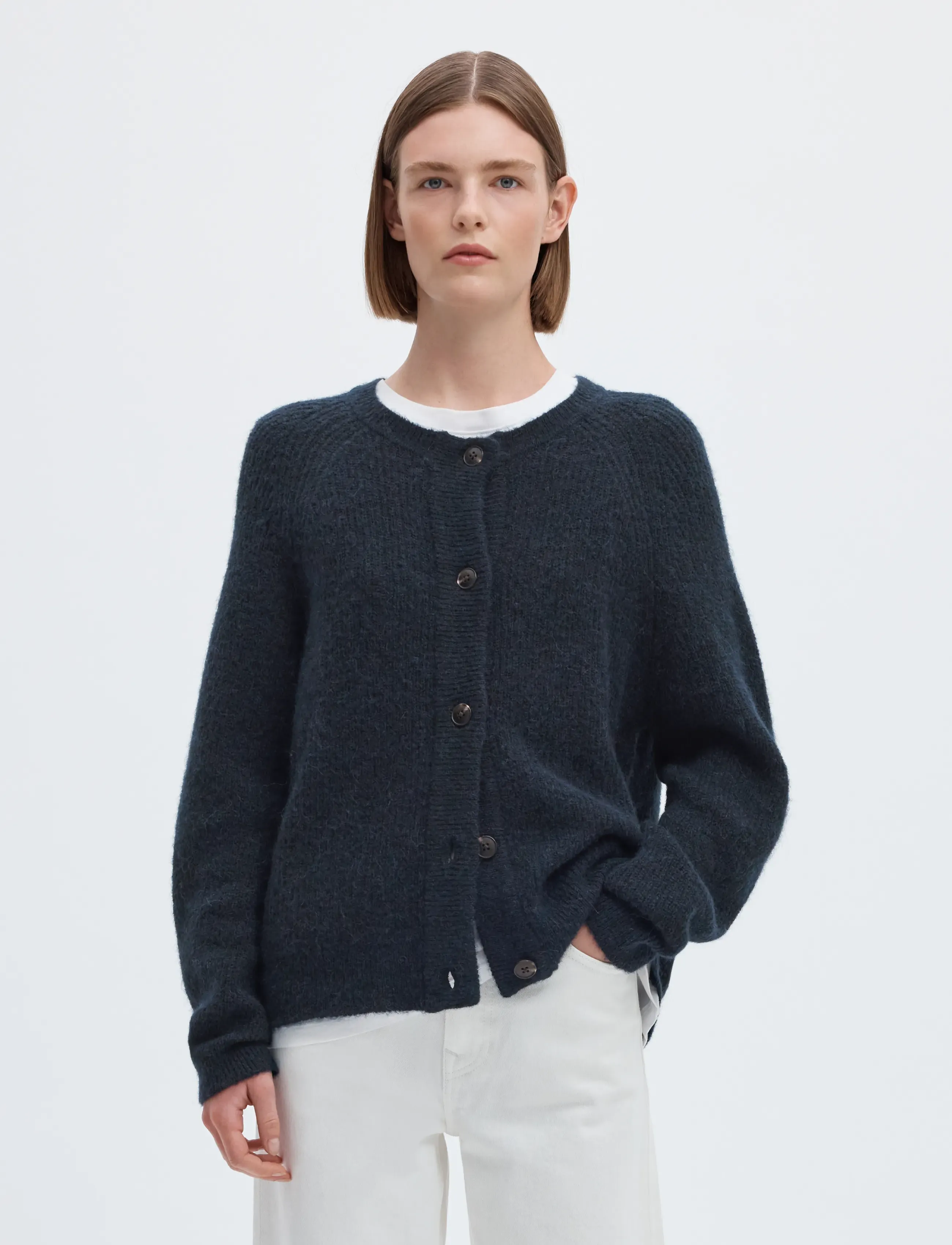 Selected - SLWLULU LS KNIT SHORT CARDIGAN NOOS - cardigans - dark sapphire - 0