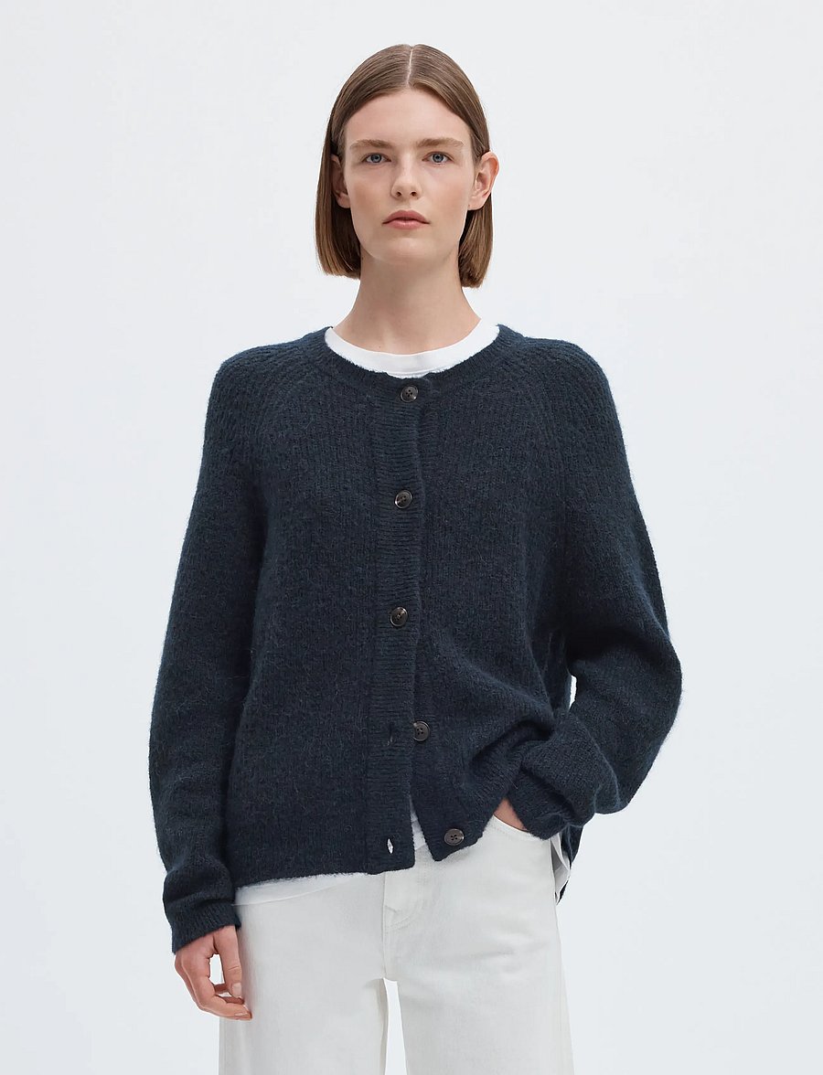 Selected - SLWLULU LS KNIT SHORT CARDIGAN NOOS - koftor - dark sapphire - 0