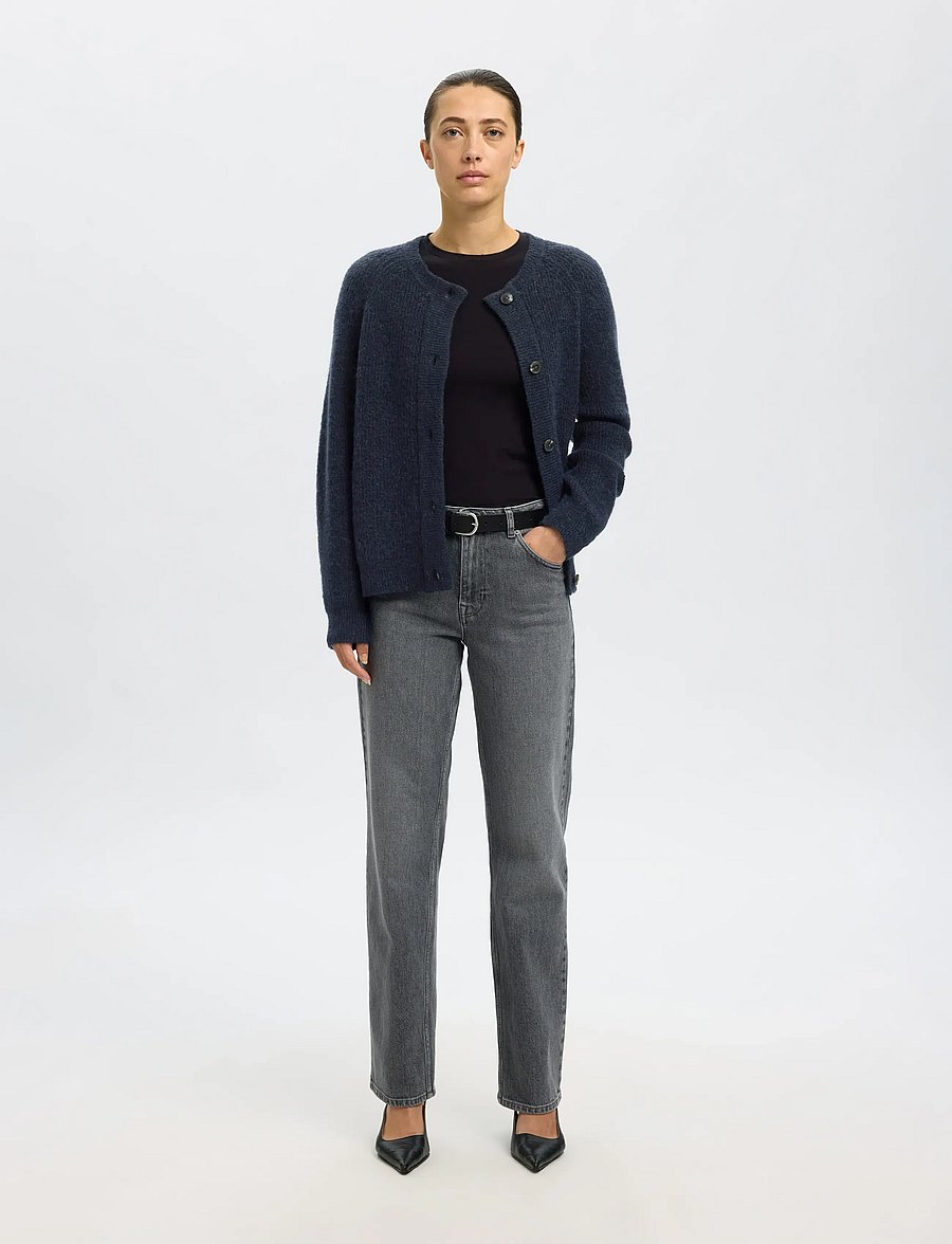 Selected - SLWLULU LS KNIT SHORT CARDIGAN NOOS - strickjacken - dark sapphire - 4