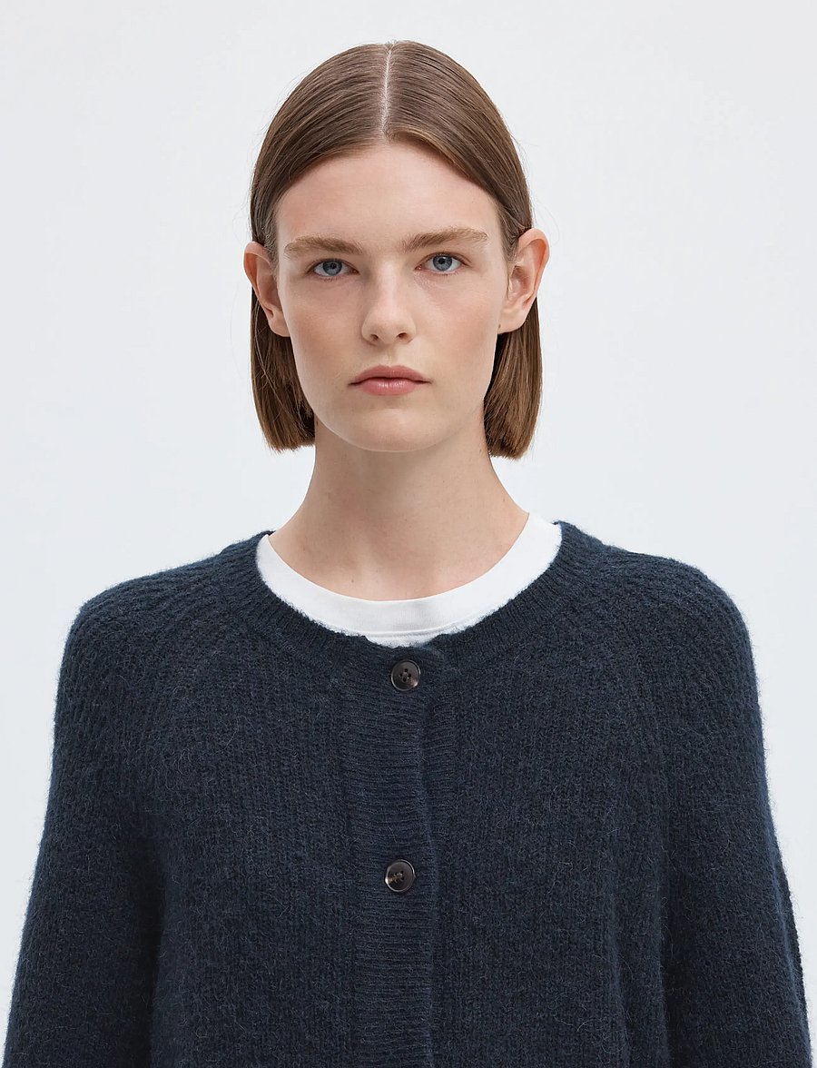 Selected - SLWLULU LS KNIT SHORT CARDIGAN NOOS - koftor - dark sapphire - 5
