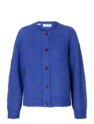 Selected SLFLULU LS KNIT SHORT CARDIGAN B NOOS - Prjónafatnaður - DAZZLING BLUE / blue