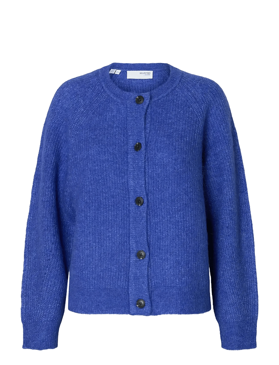 Selected - SLWLULU LS KNIT SHORT CARDIGAN NOOS - strickjacken - dazzling blue - 1