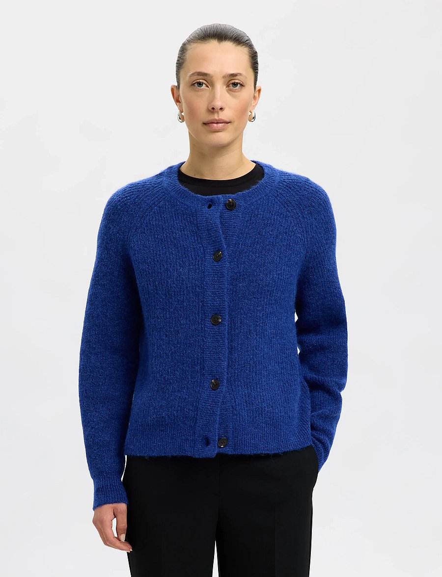 Selected - SLWLULU LS KNIT SHORT CARDIGAN NOOS - strickjacken - dazzling blue - 0