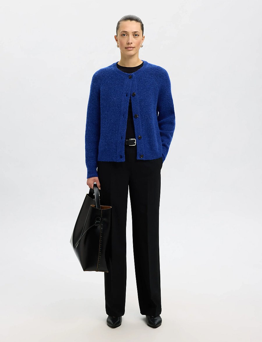 Selected - SLWLULU LS KNIT SHORT CARDIGAN NOOS - strickjacken - dazzling blue - 4