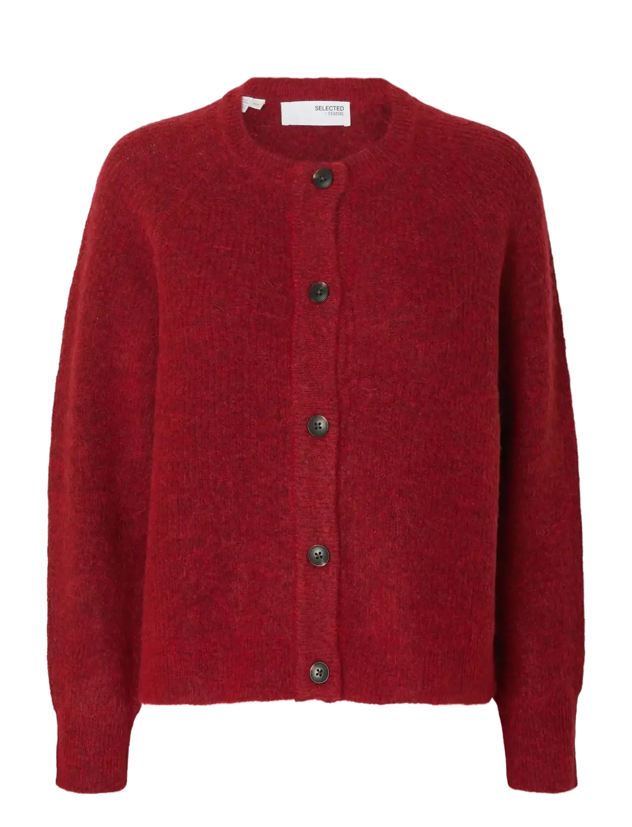 Selected SLWLULU LS KNIT SHORT CARDIGAN NOOS - Cardigans - EQUESTRIAN RED / red