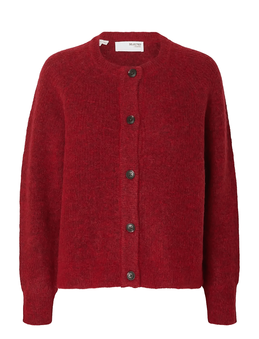 Selected - SLWLULU LS KNIT SHORT CARDIGAN NOOS - strickjacken - equestrian red - 1
