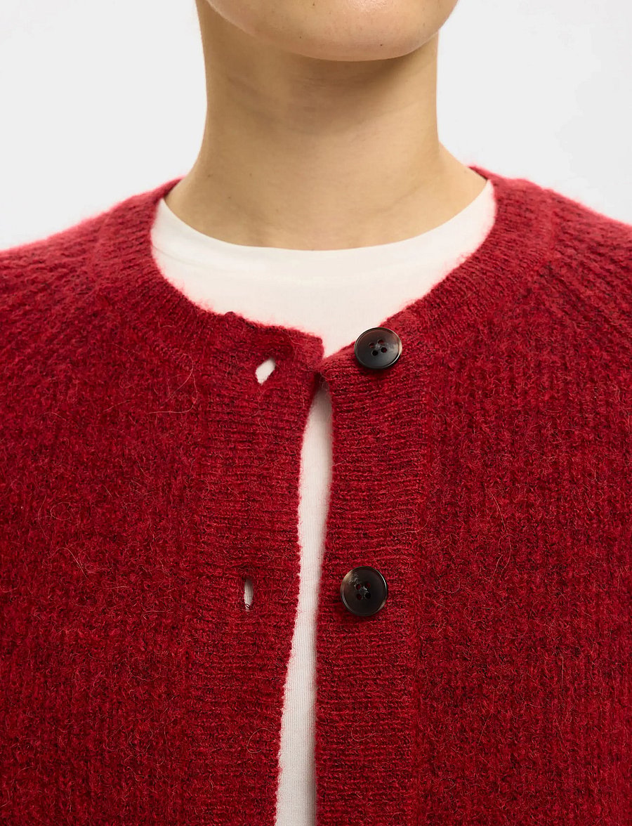 Selected - SLWLULU LS KNIT SHORT CARDIGAN NOOS - strickjacken - equestrian red - 4