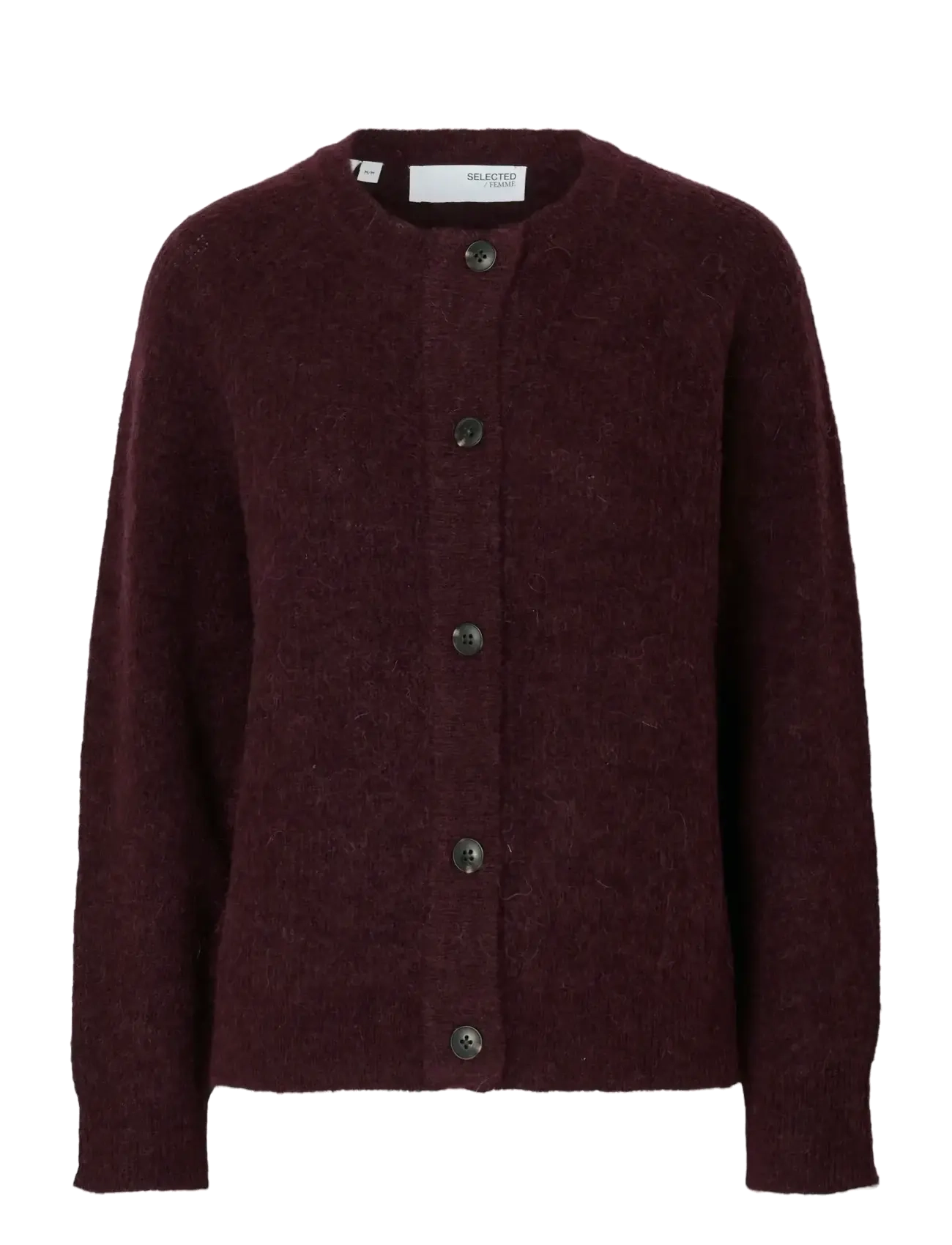 Selected SLWLULU LS KNIT SHORT CARDIGAN NOOS - Cardigans - FIG / burgundy