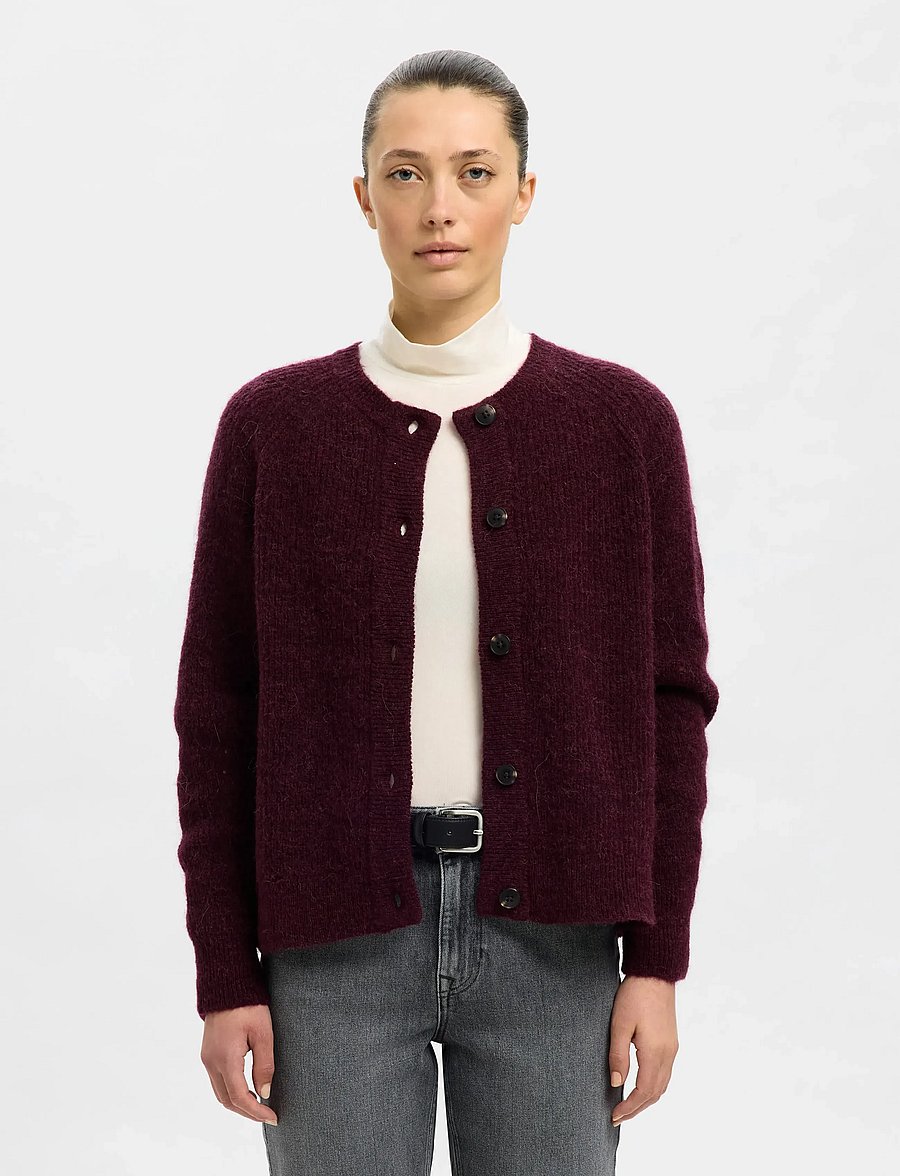 Selected - SLWLULU LS KNIT SHORT CARDIGAN NOOS - strickjacken - fig - 0
