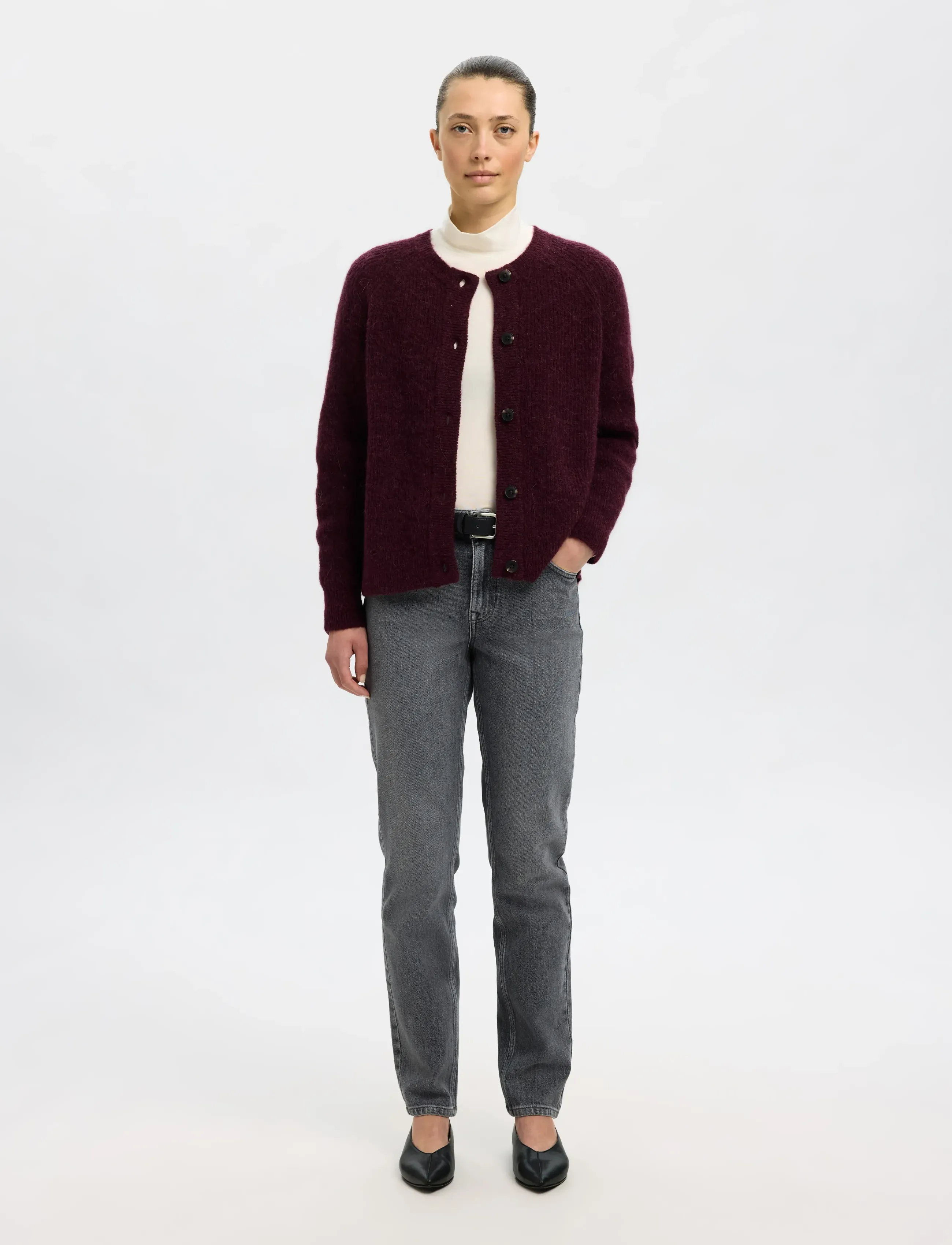 Selected - SLFLULU LS KNIT SHORT CARDIGAN B NOOS - strickjacken - fig - 3
