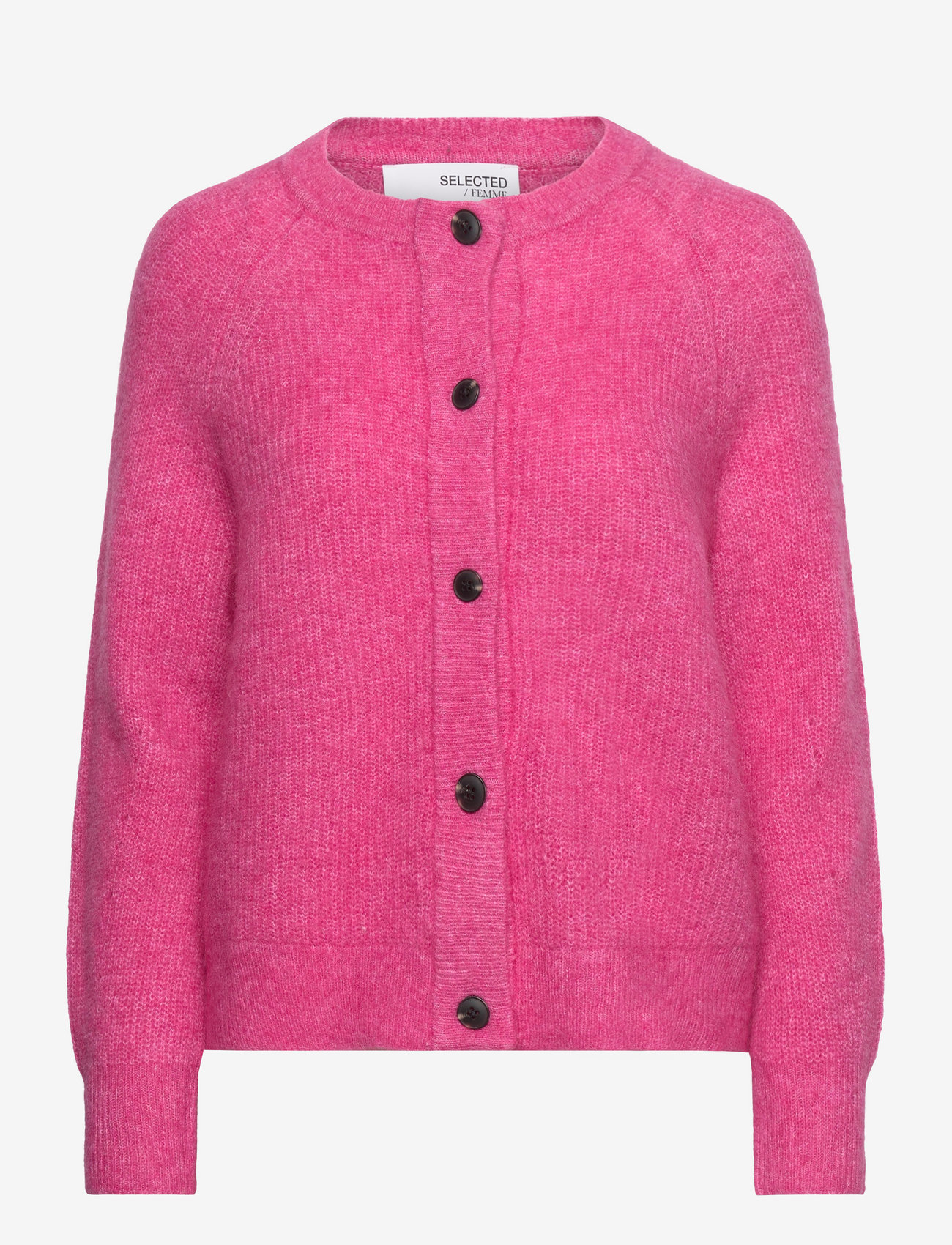 Selected - SLFLULU LS KNIT SHORT CARDIGAN NOOS - koftor - fuchsia purple - 1