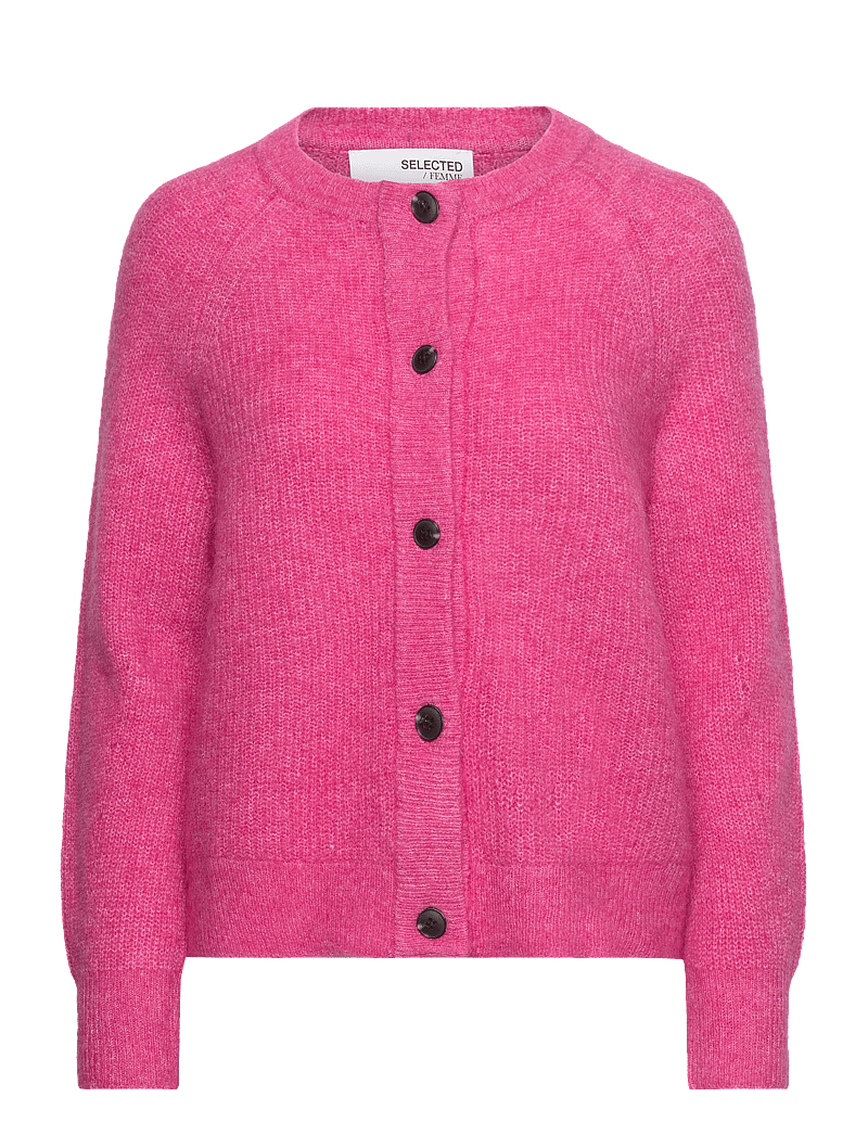 Selected - SLFLULU LS KNIT SHORT CARDIGAN NOOS - koftor - fuchsia purple - 1