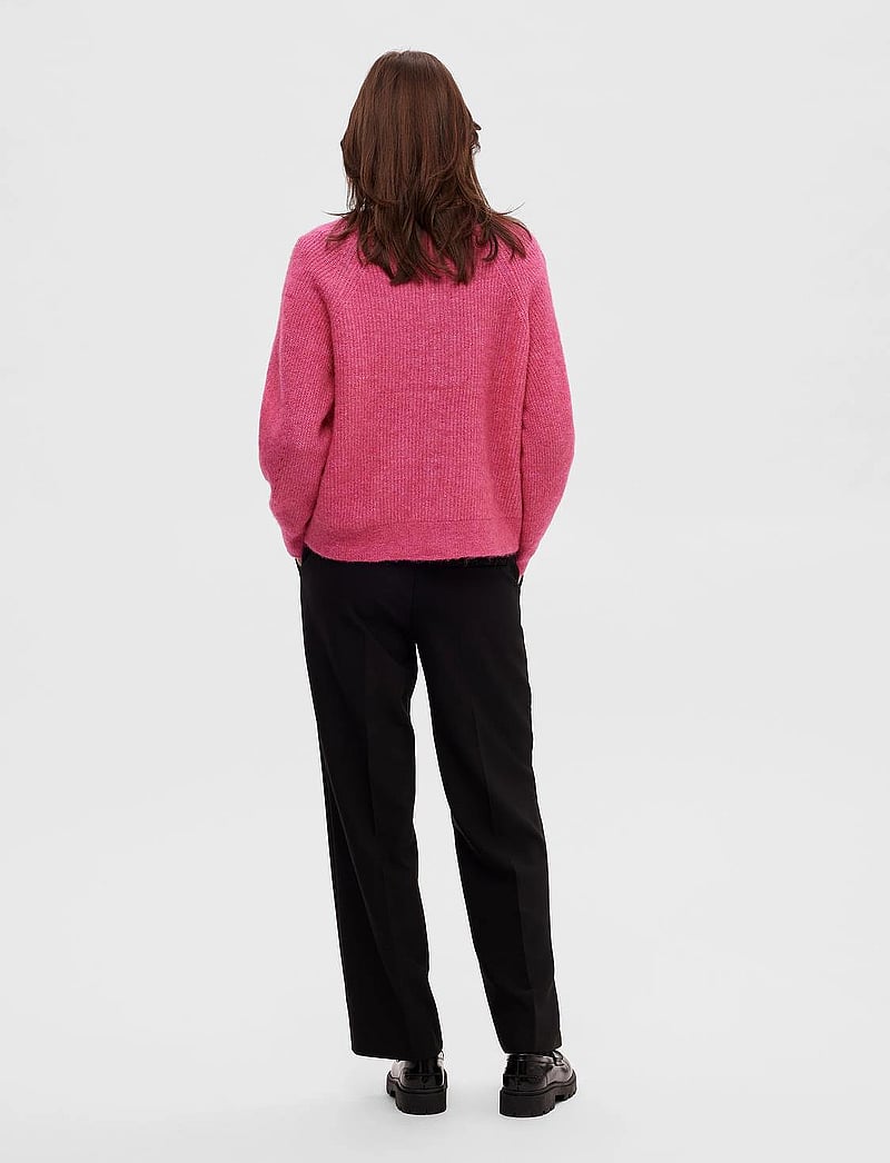 Selected - SLFLULU LS KNIT SHORT CARDIGAN NOOS - koftor - fuchsia purple - 3