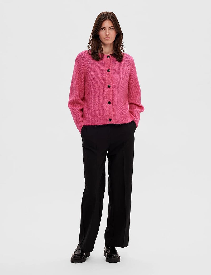 Selected - SLFLULU LS KNIT SHORT CARDIGAN NOOS - koftor - fuchsia purple - 4