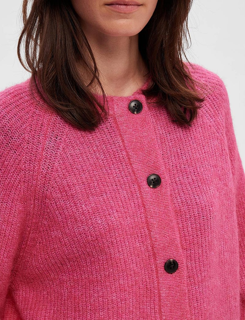 Selected - SLFLULU LS KNIT SHORT CARDIGAN NOOS - koftor - fuchsia purple - 5