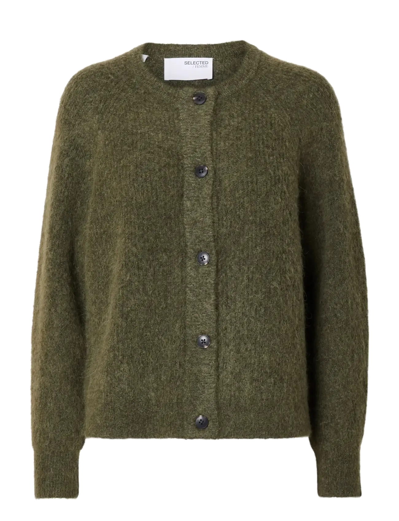 Selected SLWLULU LS KNIT SHORT CARDIGAN NOOS - Cardigans - KALAMATA / khaki/green