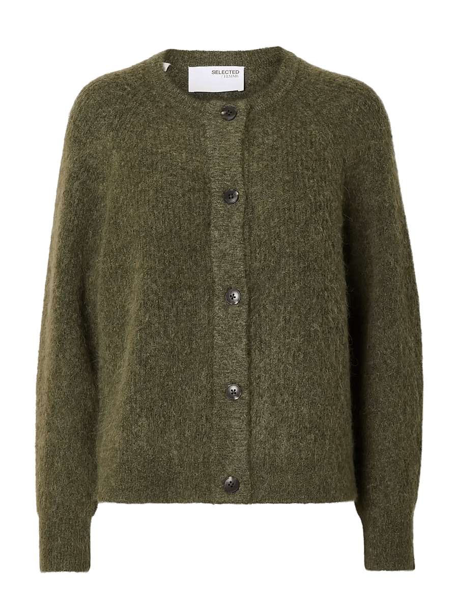 Selected - SLWLULU LS KNIT SHORT CARDIGAN NOOS - strickjacken - kalamata - 1
