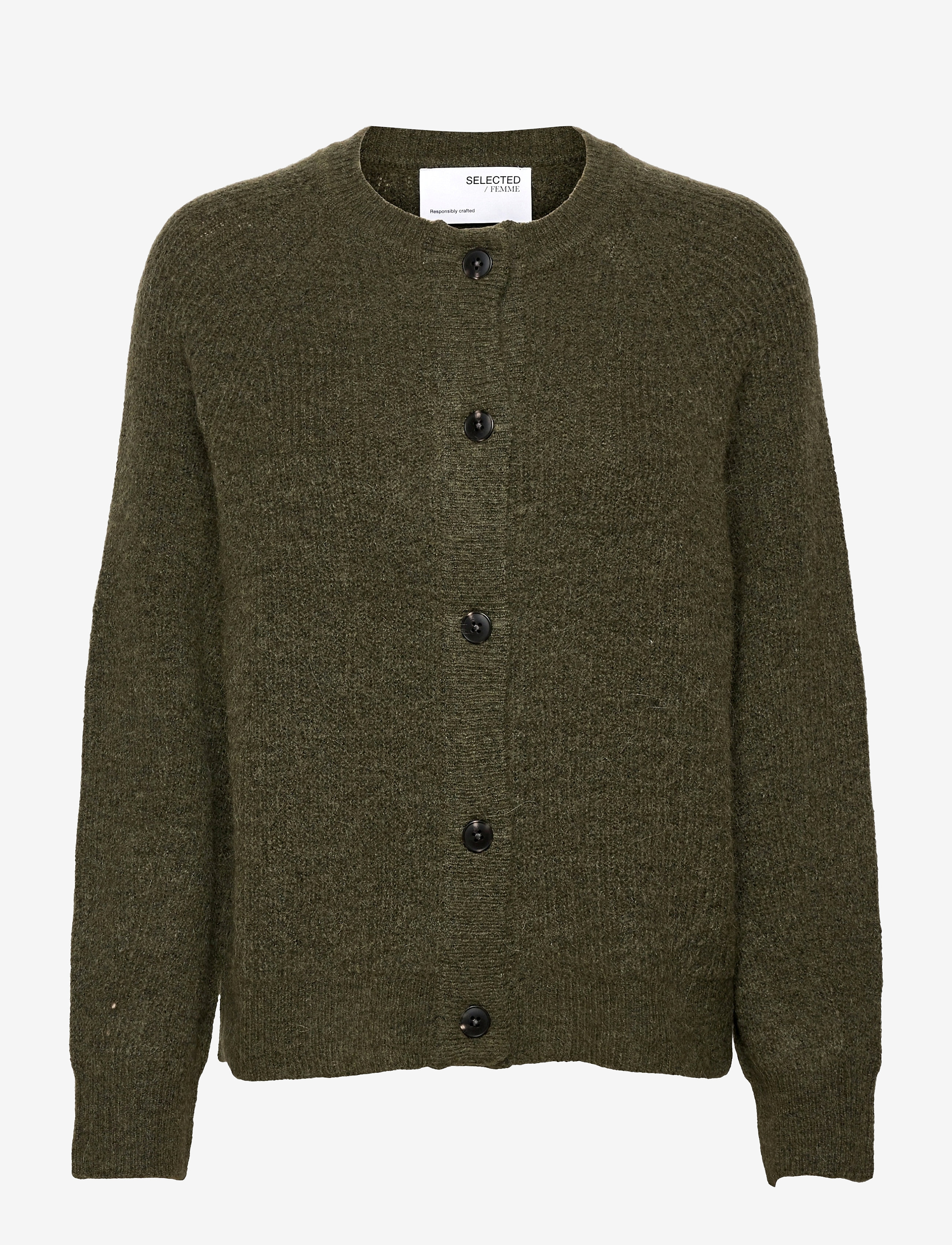 Selected SLWLULU LS KNIT SHORT CARDIGAN NOOS - Cardigans - KALAMATA / khaki/green