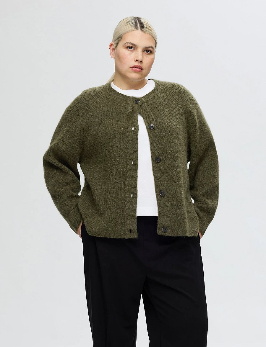 Selected - SLWLULU LS KNIT SHORT CARDIGAN NOOS - strickjacken - kalamata - 0