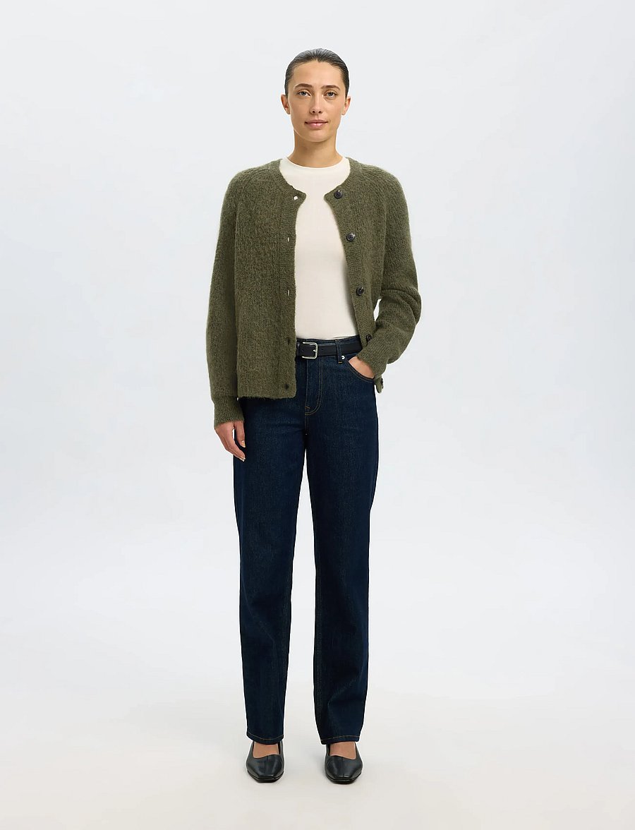 Selected - SLWLULU LS KNIT SHORT CARDIGAN NOOS - strickjacken - kalamata - 4