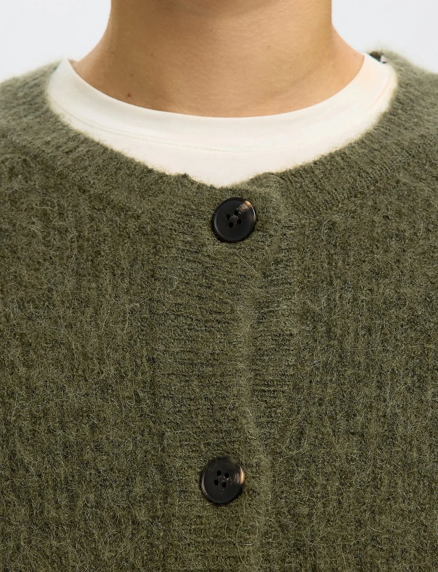 Selected - SLWLULU LS KNIT SHORT CARDIGAN NOOS - strickjacken - kalamata - 5