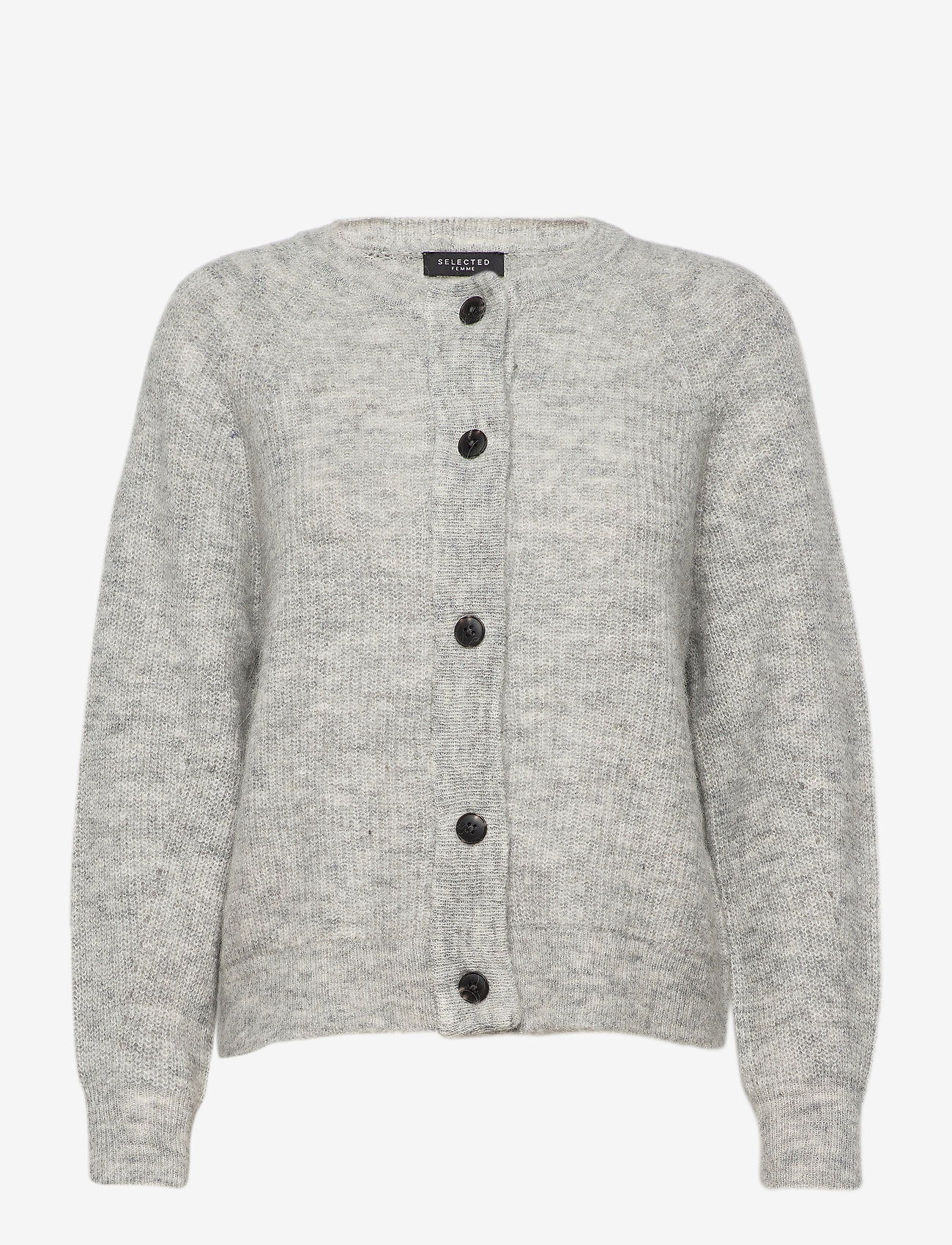 Selected - SLFLULU LS KNITHORT CARDIGAN - cardigans - light grey melange - 1