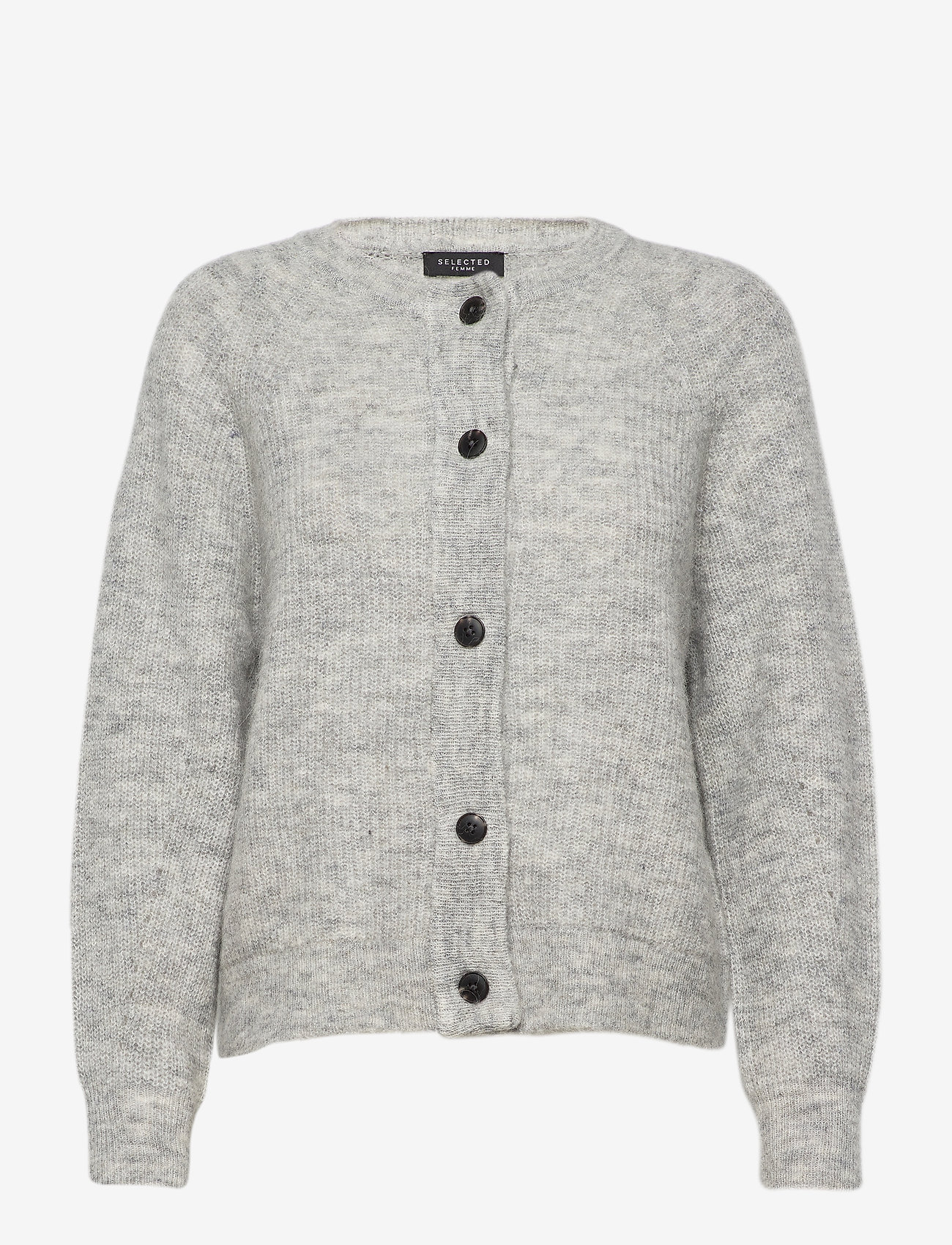 Selected Femme - SLFLULU LS KNIT SHORT CARDIGAN B NOOS - swetry rozpinane - light grey melange - 0