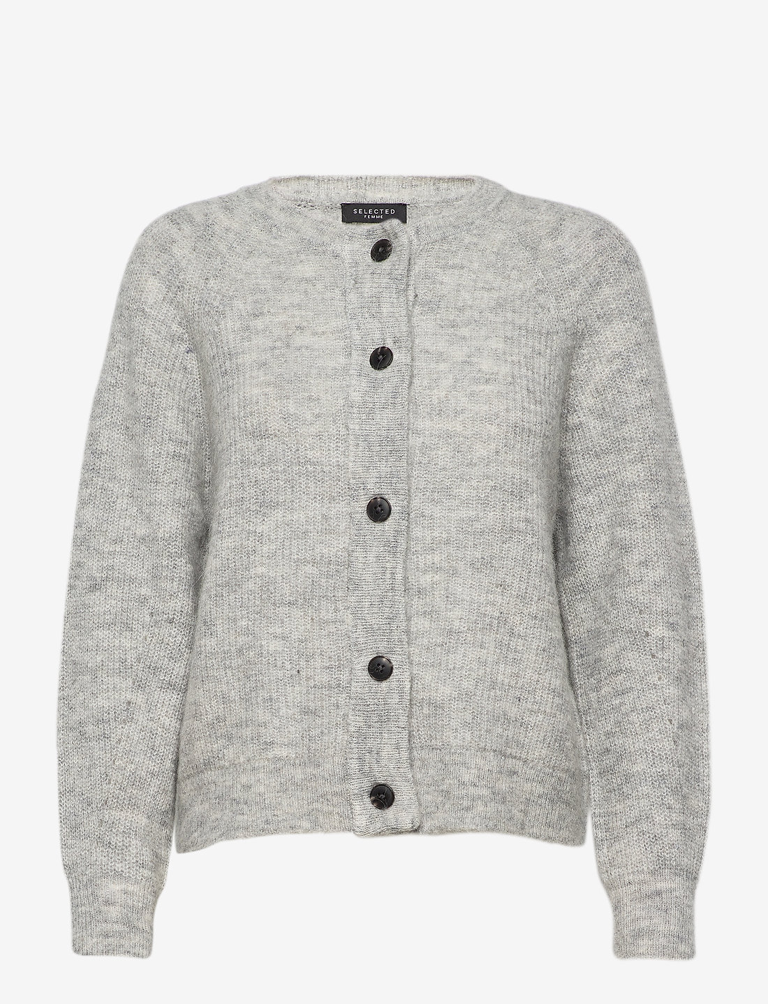 Selected - SLFLULU LS KNIT SHORT CARDIGAN NOOS - kardiganid - light grey melange - 1