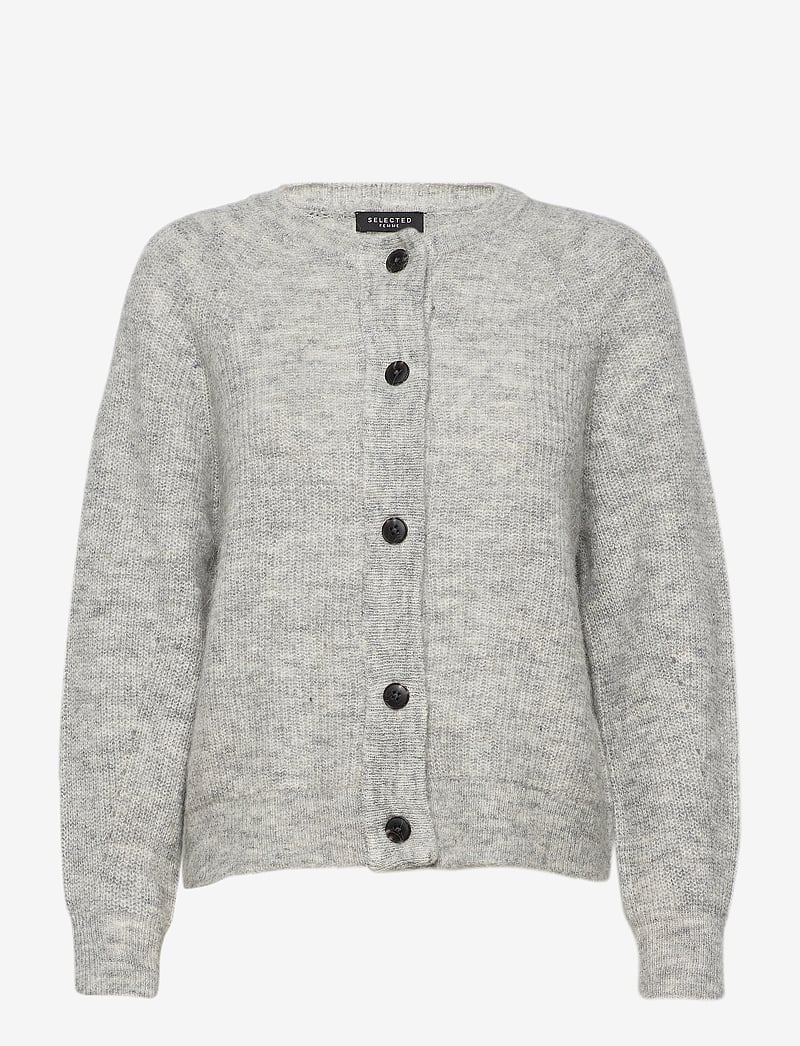 Selected - SLFLULU LS KNITHORT CARDIGAN - cardigans - light grey melange - 1