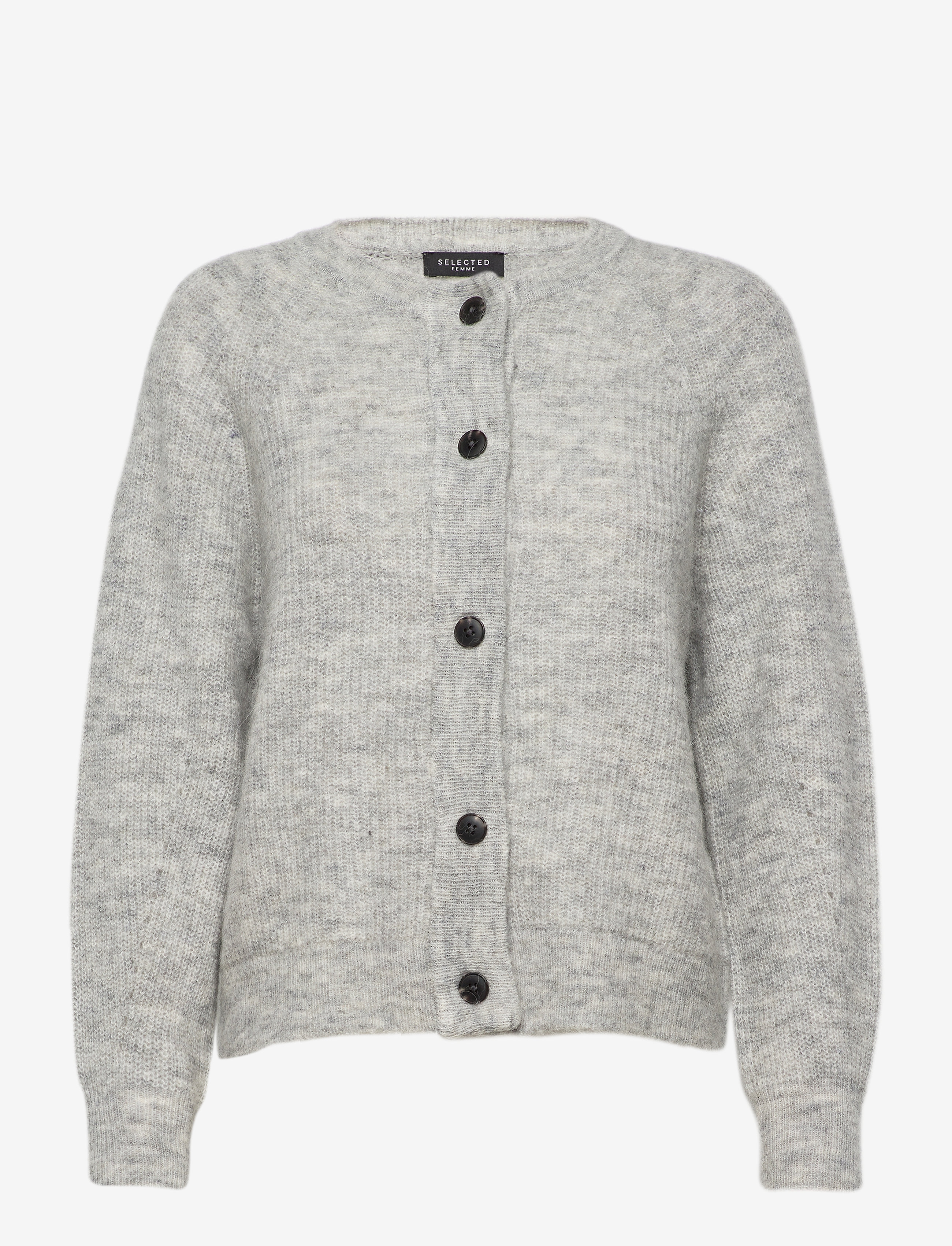 Selected SLWLULU LS KNIT SHORT CARDIGAN NOOS - Transitional Layering - LIGHT GREY MELANGE / grey