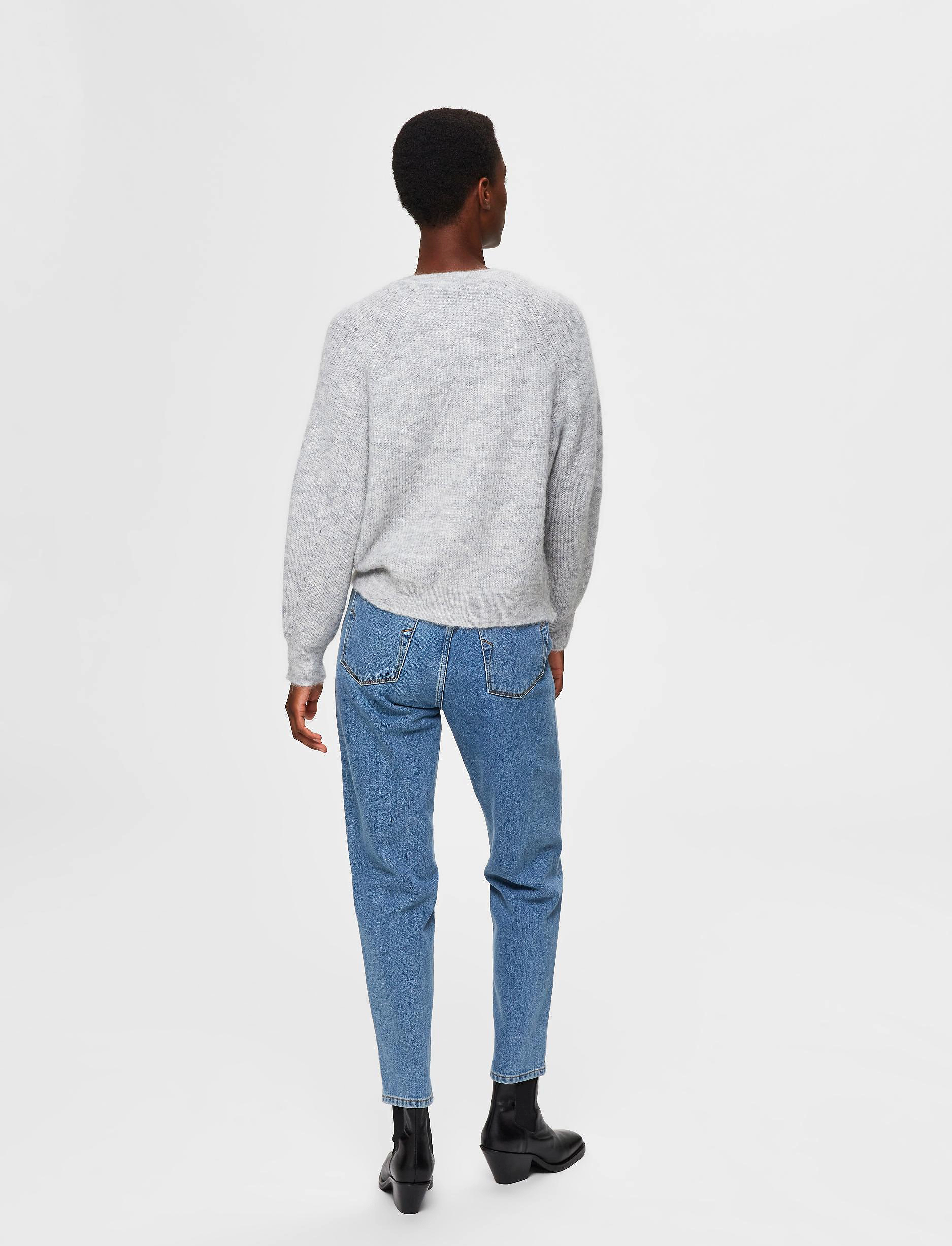 Selected - SLWLULU LS KNIT SHORT CARDIGAN NOOS - cardigans - light grey melange - 3